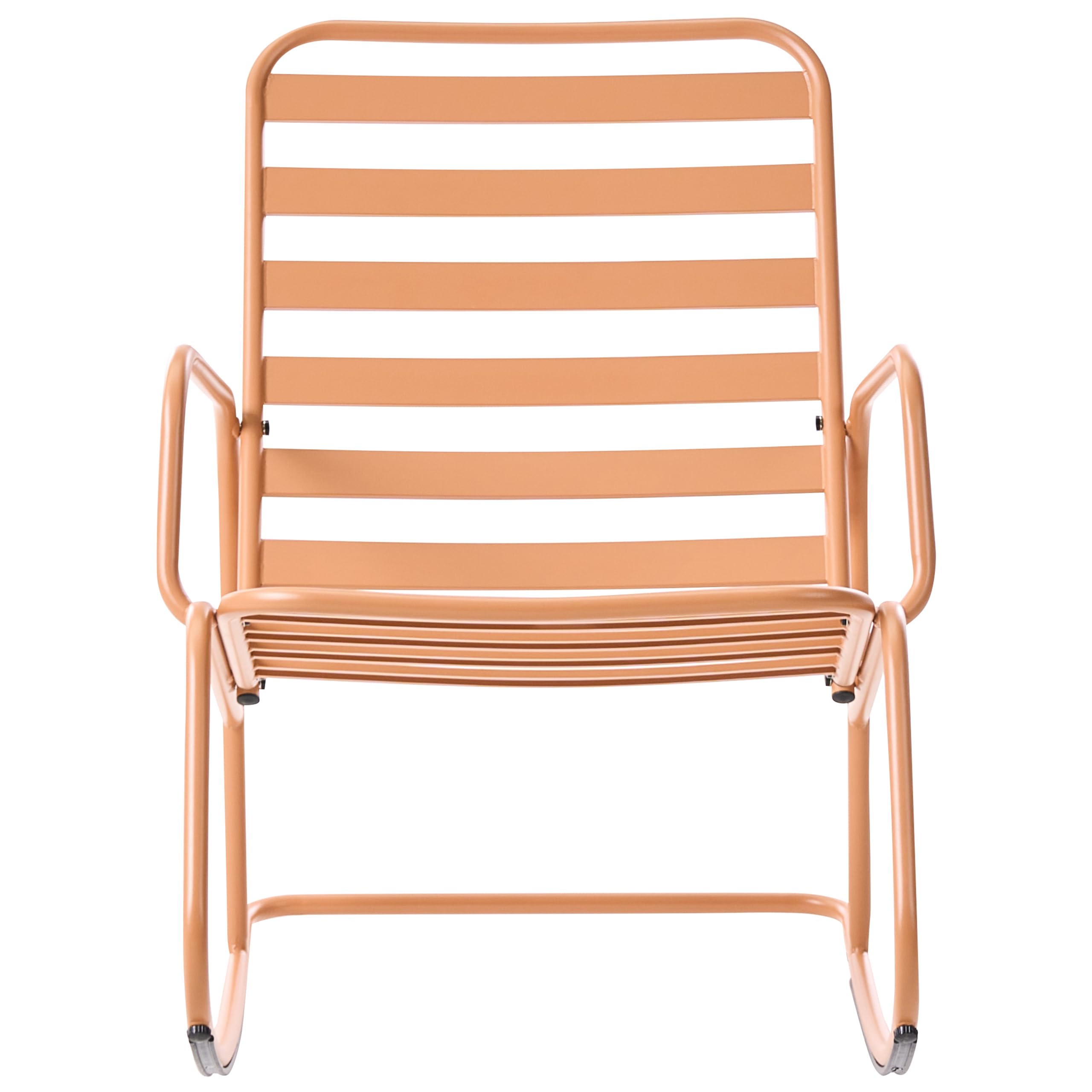 Beliani Sedia a dondolo da giardino moderna in metallo Design a doghe per esterni Alluminio Marrone Dorato