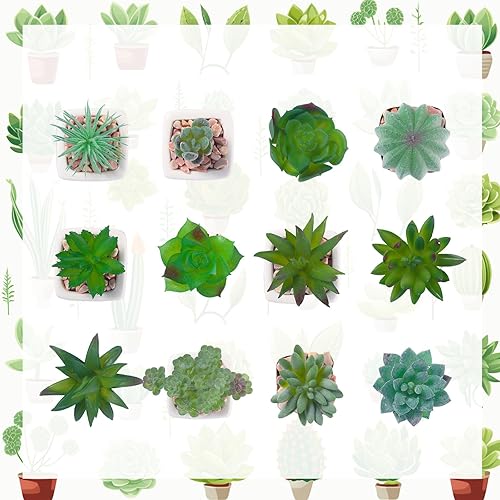 Miniatura 3 de 12 piezas de suculentas artificiales en macetas, suculentas falsas, mini suculentas artificiales para decoración del hogar, pequeñas plantas falsas