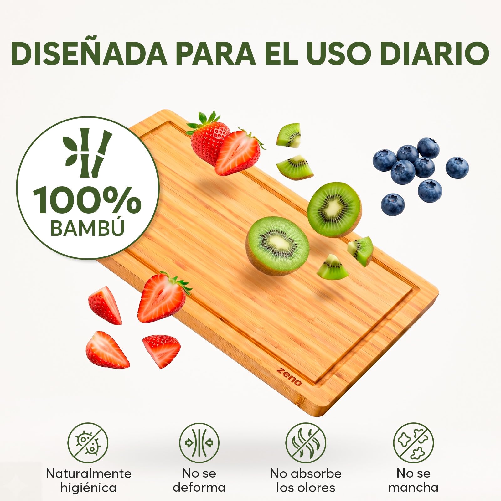 Tabla de Cortar de Bambú Extra Grande - 44.5 x 30 x 1.5 cm Tabla de Madera para Cocina, Bloque de Carnicero con Ranuras para Jugos