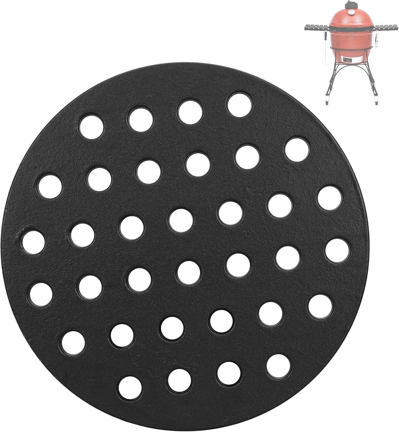 10.5-inch Cast Iron Bottom Fire Grate for Kamado Joe Classic, BBQ High Heat Cast Iron Charcoal Grate for Weber Smokey Joe and Pit Boss Grill, Fire Place Grate Replacement Parts for Kamado Joe