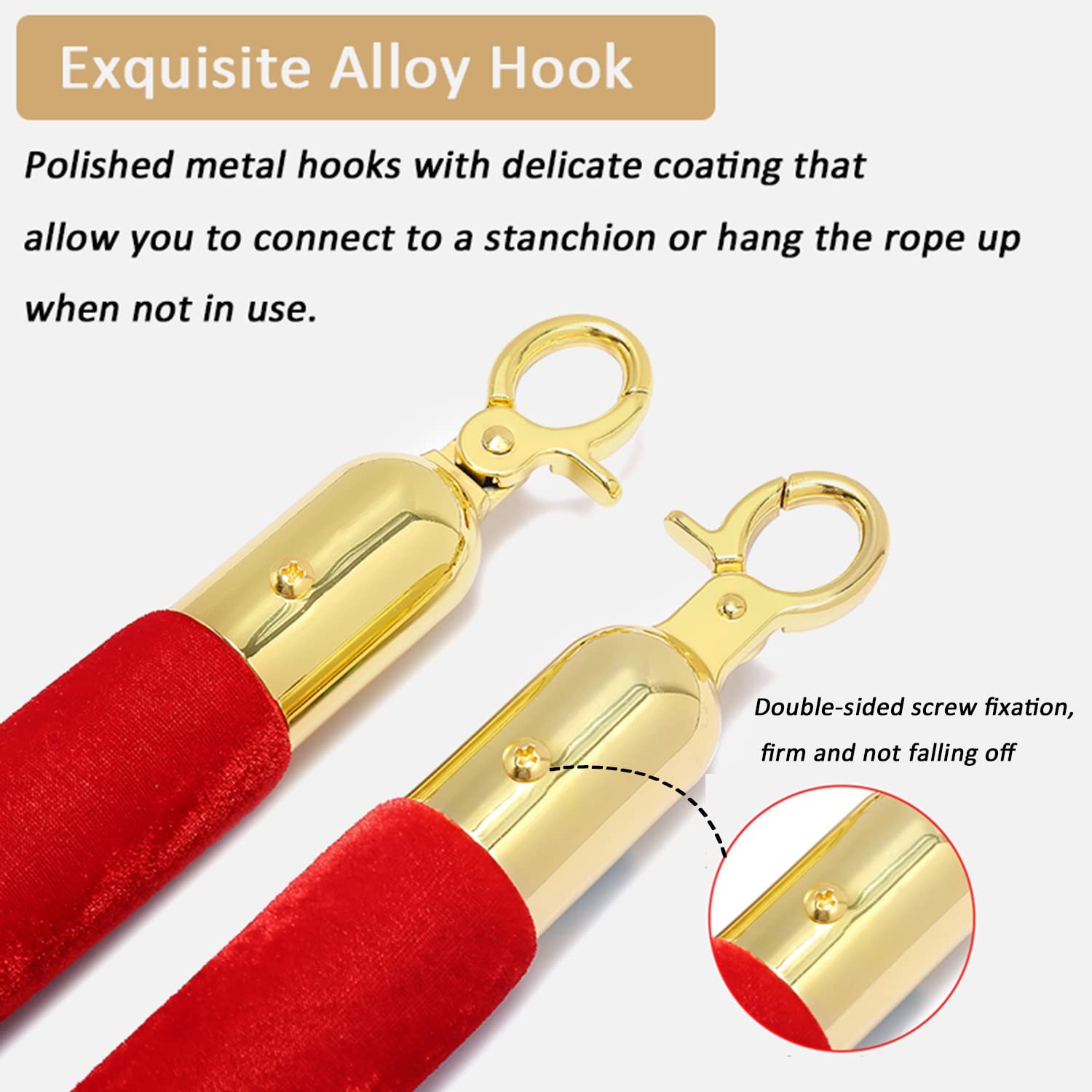 Corda Di Staccionata In Velluto Rosa 4 Piedi - Con Ganci, Per Controllo Folla, Elegante - Foto 5