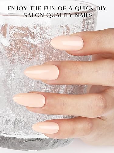 Miniatura 2 de EBANKU Tiras de uñas de gel curadas, 20 unidades de calcomanías de gel UV rosa nude, autoadhesivas de larga duración con lima de uñas y palo