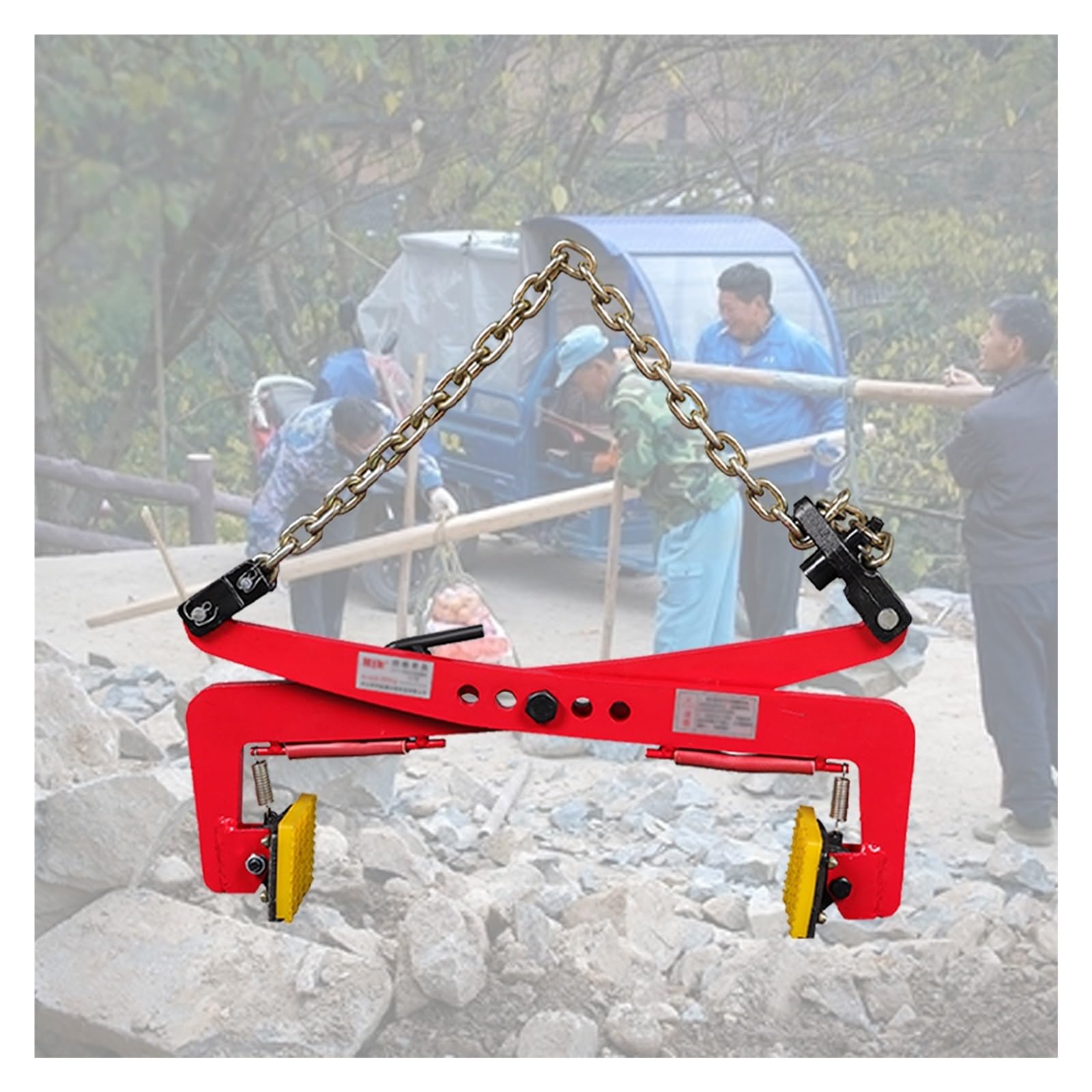 MZZKFC Chain Link Type Stone Lifting Clamp with Rubber Non-Slip Chuck, Lifting Clamp Adjustable Opening Width, Plate Vertical Clamp for Construction/Highway(13.4-31.1 in/34-79cm)
