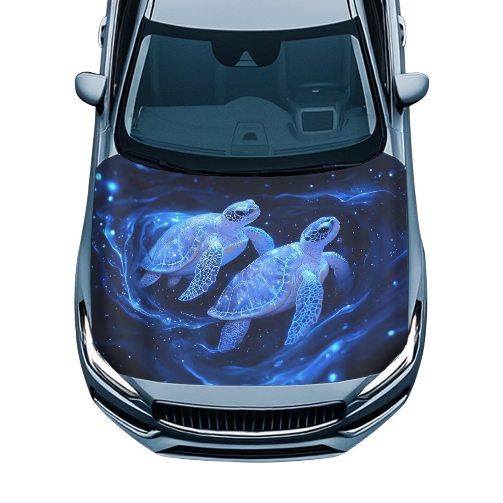 Blue Sea Turtle Design Hood Cover for Truck Stretchable Engine Cover Can be Washed Hood Wraps Universal for Cars