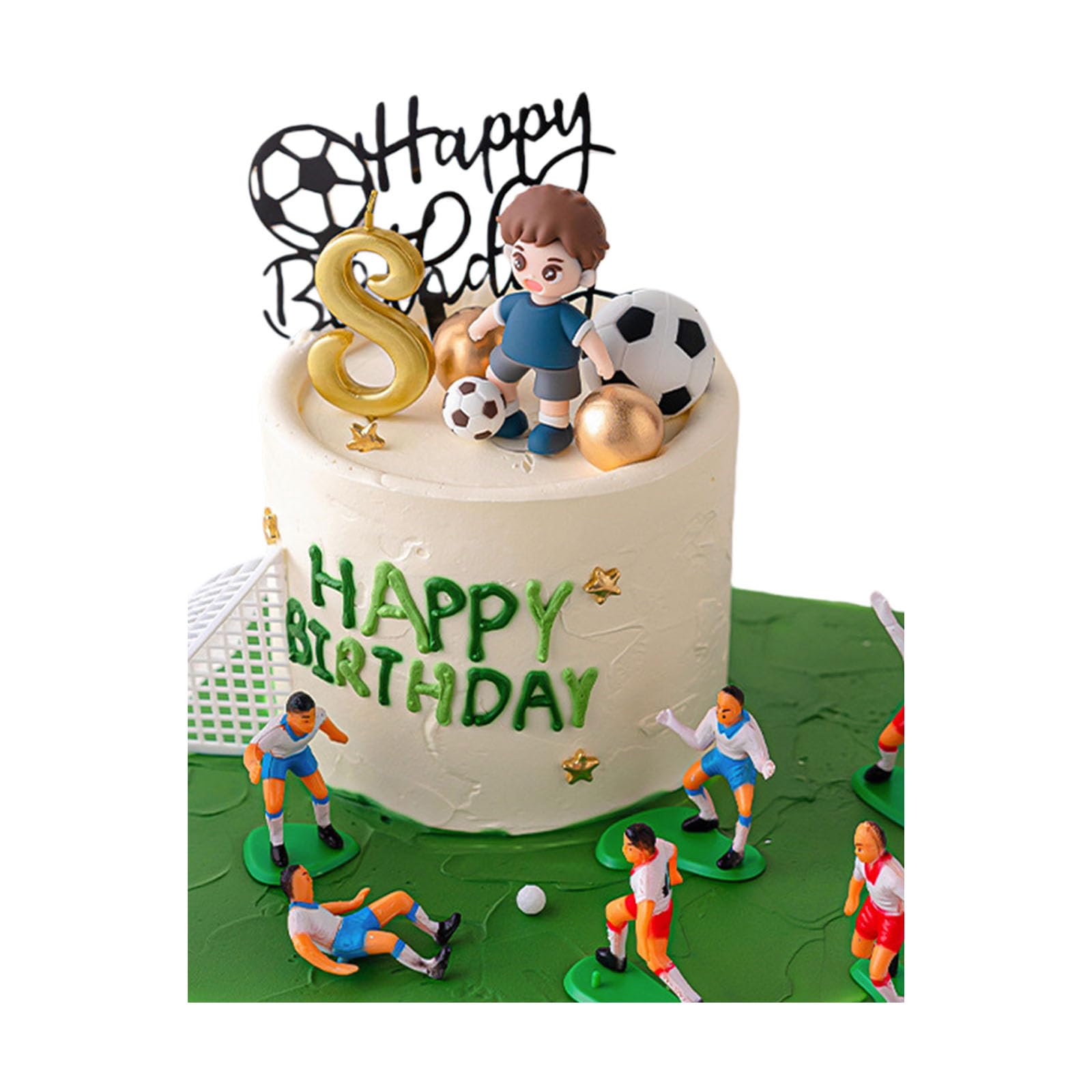 Tsophreniq Eye Catching 10cm Football Boy Cake Decorations for Festival Atmospheres Enhancement on Dessert Tables Bright Design Boy Birthday Ornament