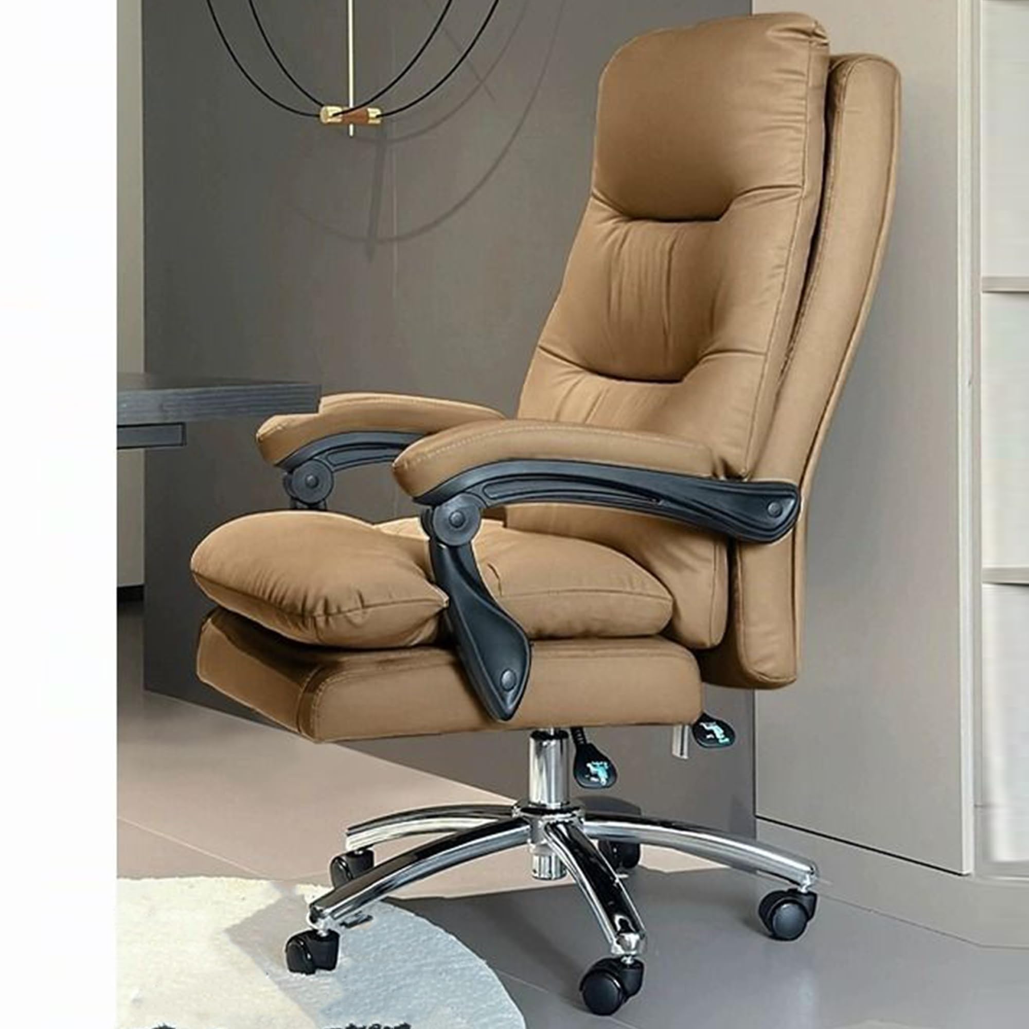 Verstellbarer verstellbarer Computerstuhl mit Fußstütze – ergonomischer Büro-Boss-Schreibtischstuhl, 135° drehbar, Gaming-Stuhl für Zuhause, Studium und Chefgebrauch, bequem und stilvoll