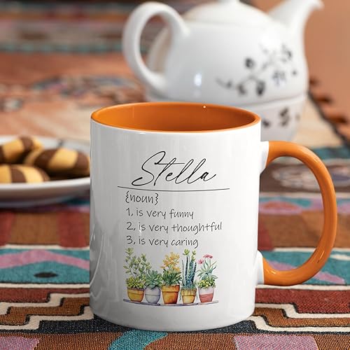 Vista 83 de Taza de cerámica blanca con monograma de letra inicial personalizada, alfabeto floral, nombre personalizado y inicial A-Z, taza de café de 11 onzas