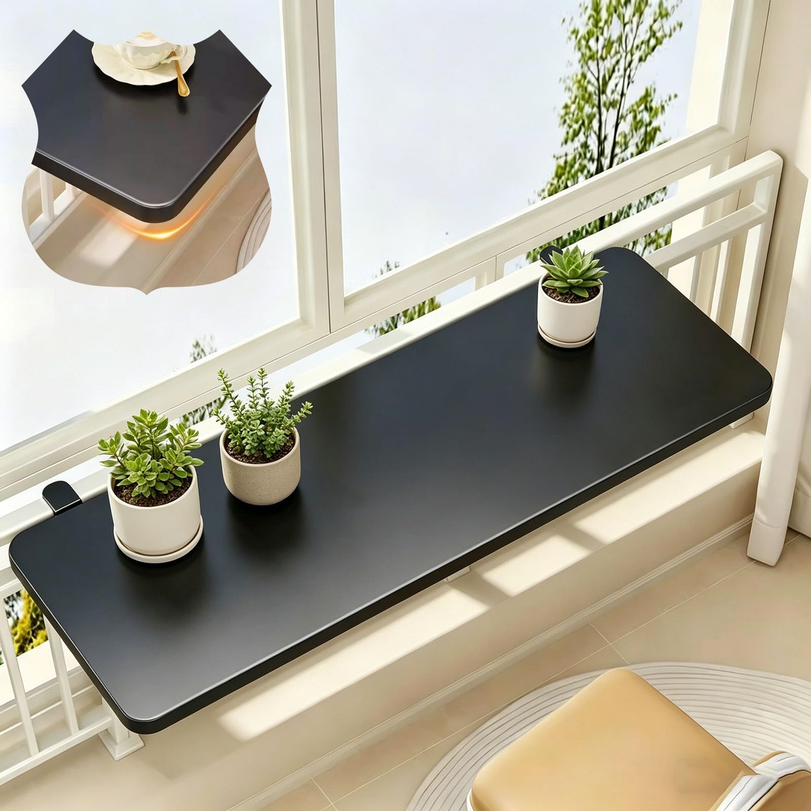 Rebord de fenêtre imperméable et pliable pour gagner de la place et exposer vos plantes