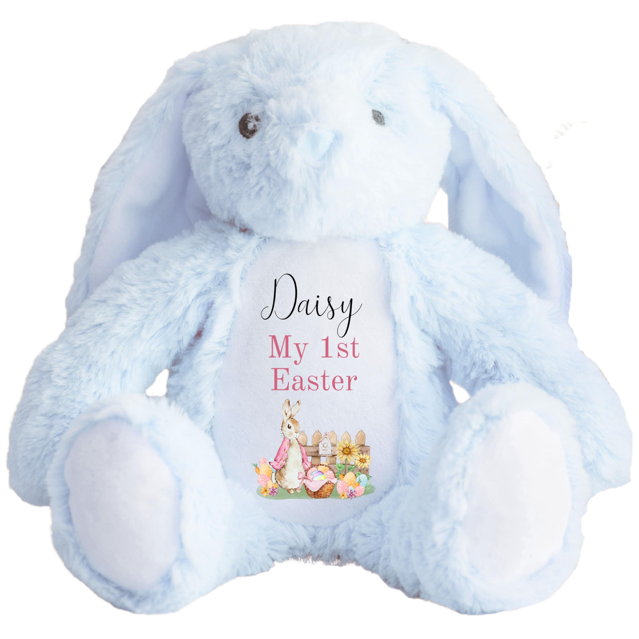 HotScamp Personalised Easter Bunny with Name - Rabbit My 1st Easter Pink - Soft Toy for Baby, Toddler, Children, Kids, Babies Spring Time - Pink Letter Blu Bunny — image 1