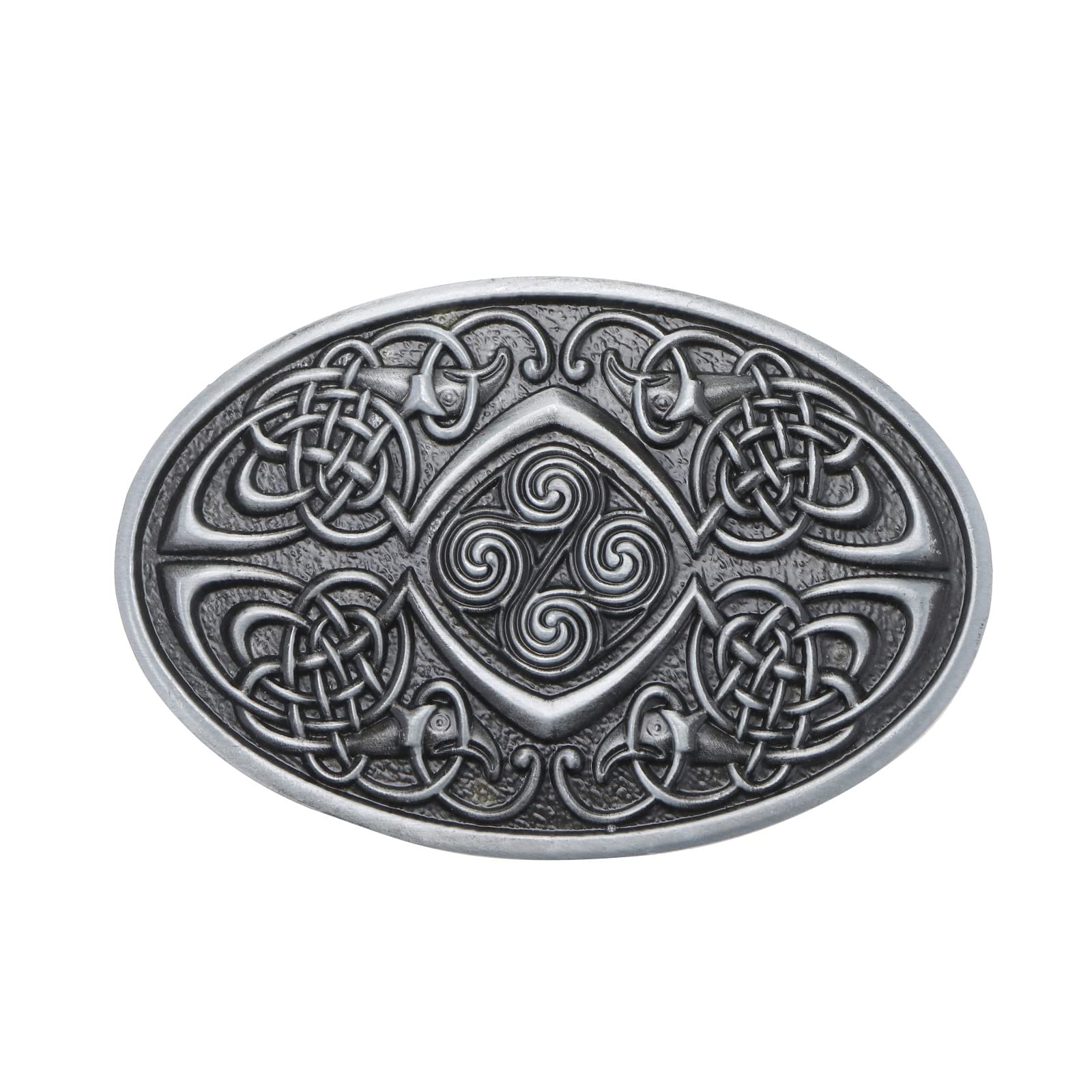 Vgol Men's Antique Silver Celtic Knot Belt Buckle Vintage Metal Oval Belt Clasp Belt Fastener For 3.8 Cm To 4 Cm Width Belt Belt Replacet Accessories