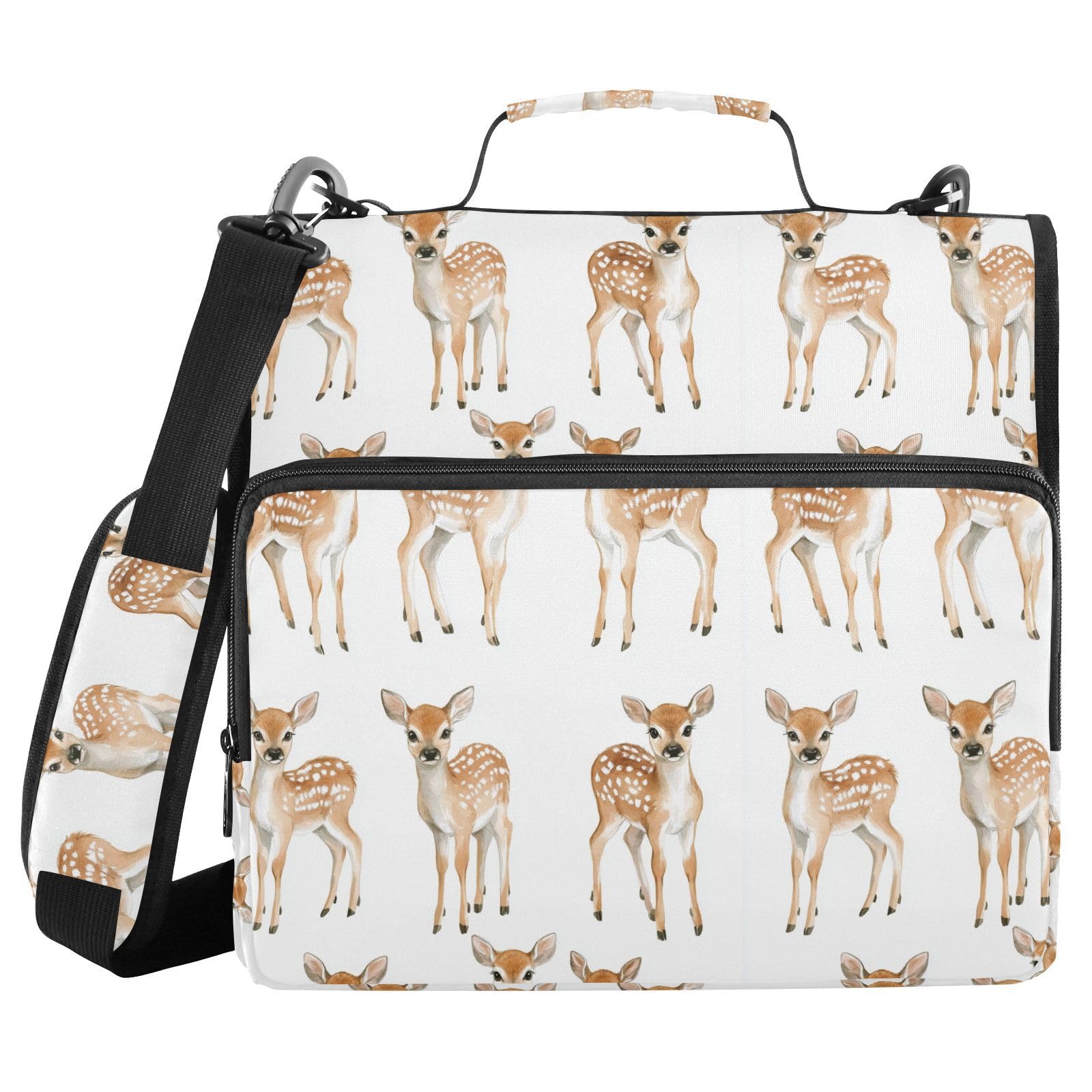 Cute Rock Deer biały 3 pierścieniowy organizer segregator z paskiem na ramię i uchwytem wiele kieszeni do szkoły/biura