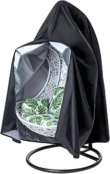 Custom-Fit 28"x28"x60" Patio Egg Chair Cover,420D Oxford Heavy-Duty Outdoor Cover,Waterproof,Weather&UV-Resistant,Black