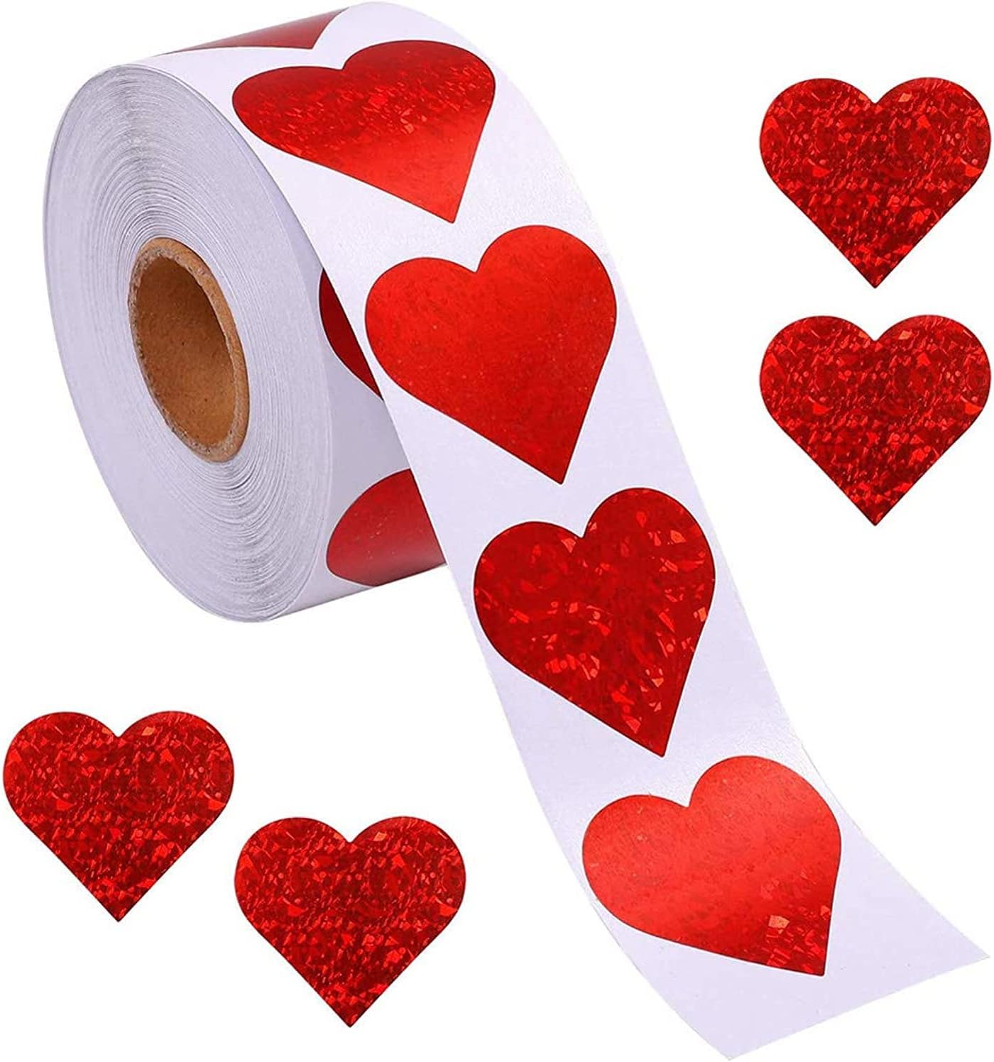 JRong Love Heart Stickers, 25mm Valentine's Day Adhesive Label, Hearts Sticky Labels for Craft, DIY, Scrapbooking, Envelopes, Card-Making, Gift Decorate for Wedding, Birthday, Party (Red)