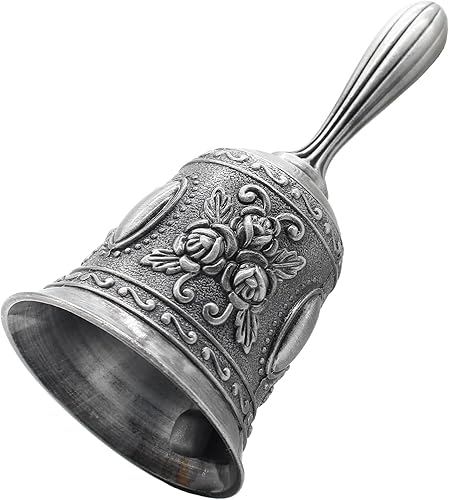 Hordion Campana de mano pequeña de 2 pulgadas para adultos mayores, adornos vintage de servicio al cliente, campana de llamada de enfermera para