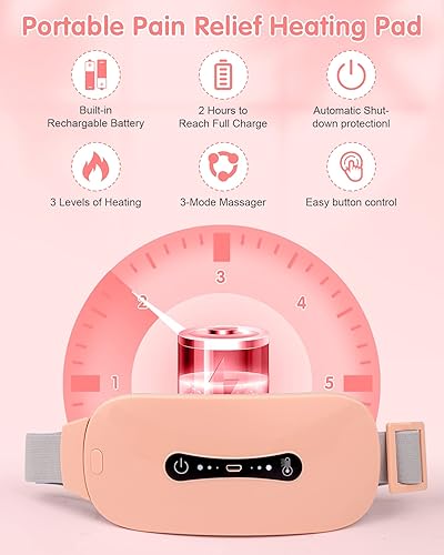 Miniatura 3 de Almohadilla térmica para el dolor menstrual, almohadilla térmica portátil, almohadilla térmica para la espalda o el abdomen con 3 niveles de calor y
