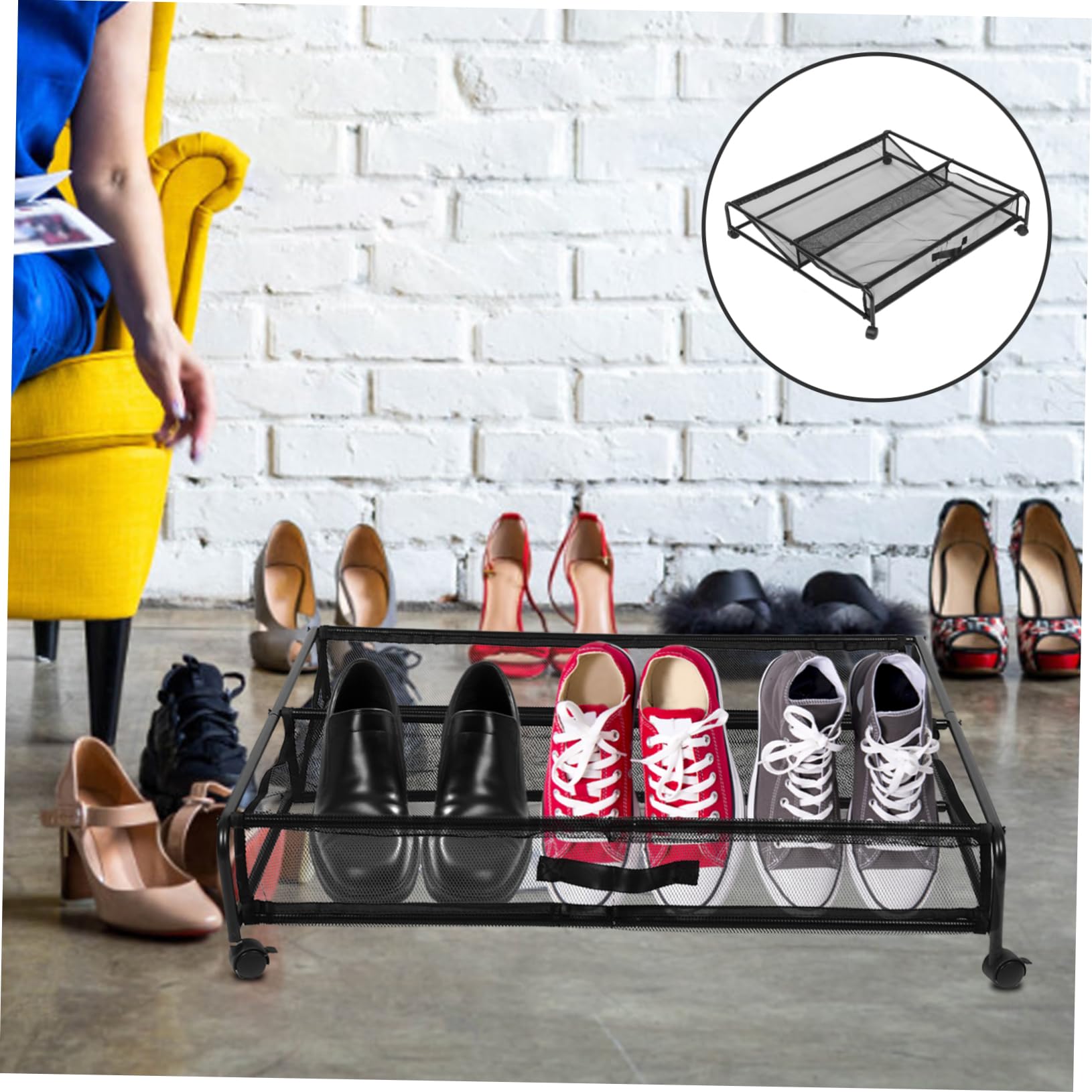 VALICLUD Contenitore Portaoggetti Sotto Letto con Ruote, Organizzatore per Scarpe e Vestiti in Ferro e Plastica Riutilizzabile, Salvaspazio per Camera da Letto