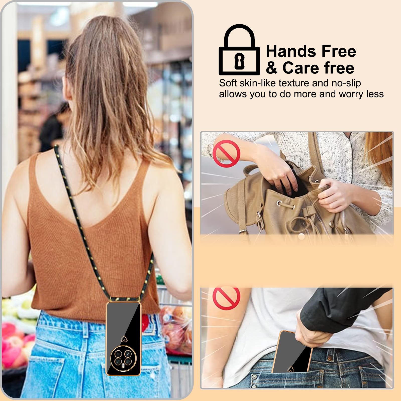 Cover Per Realme 12 Pro/Pro+ Con Cordino E Motivo Cuore - Custodia Silicone Antishock Con Tracolla - Foto 3