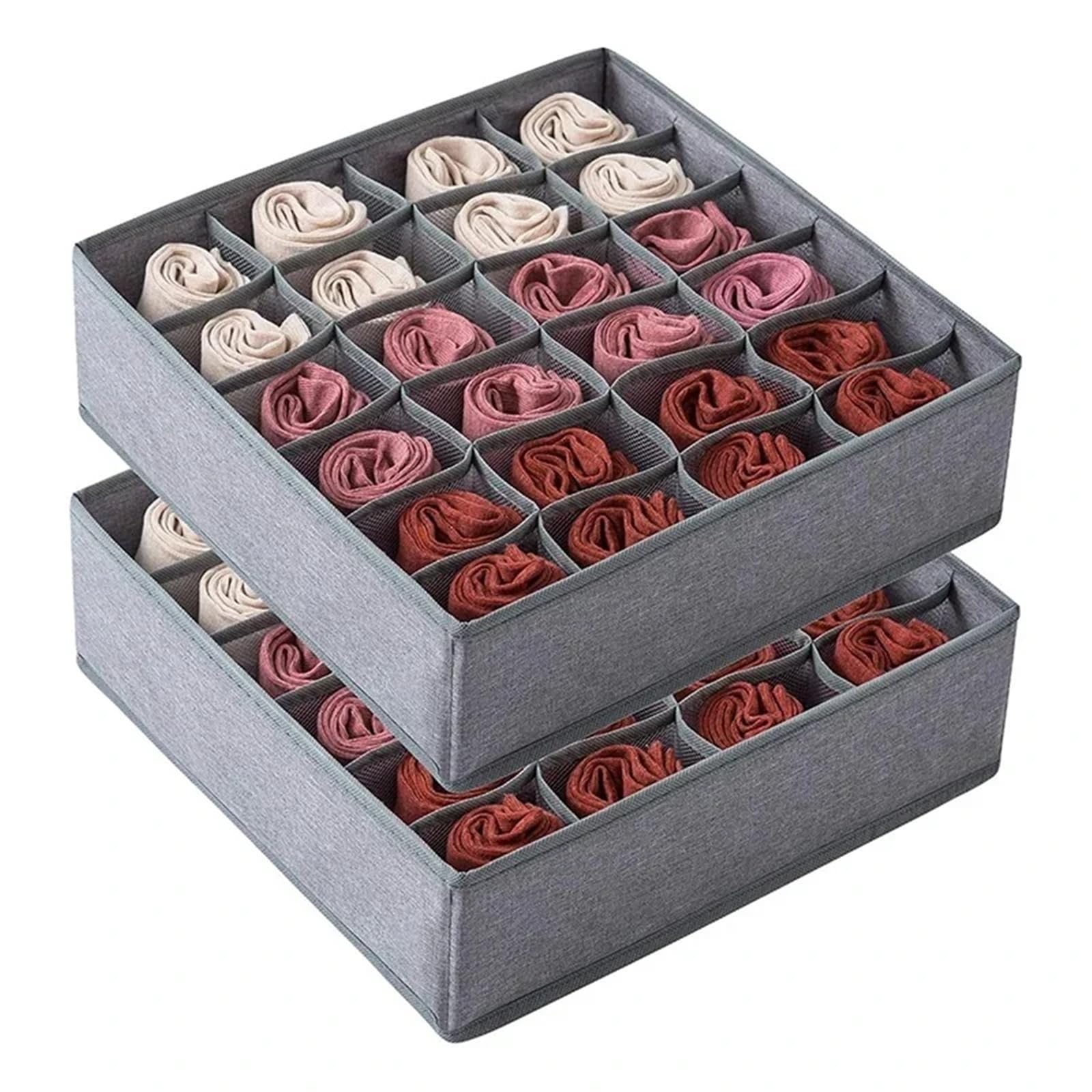 Organizador Calcetines Caja de almacenamiento de ropa interior, juego de seis piezas plegable no tejido, acabado de cajón de calcetines, sujetador, 4 Uds./1 Juego(Yellow-4pcs)