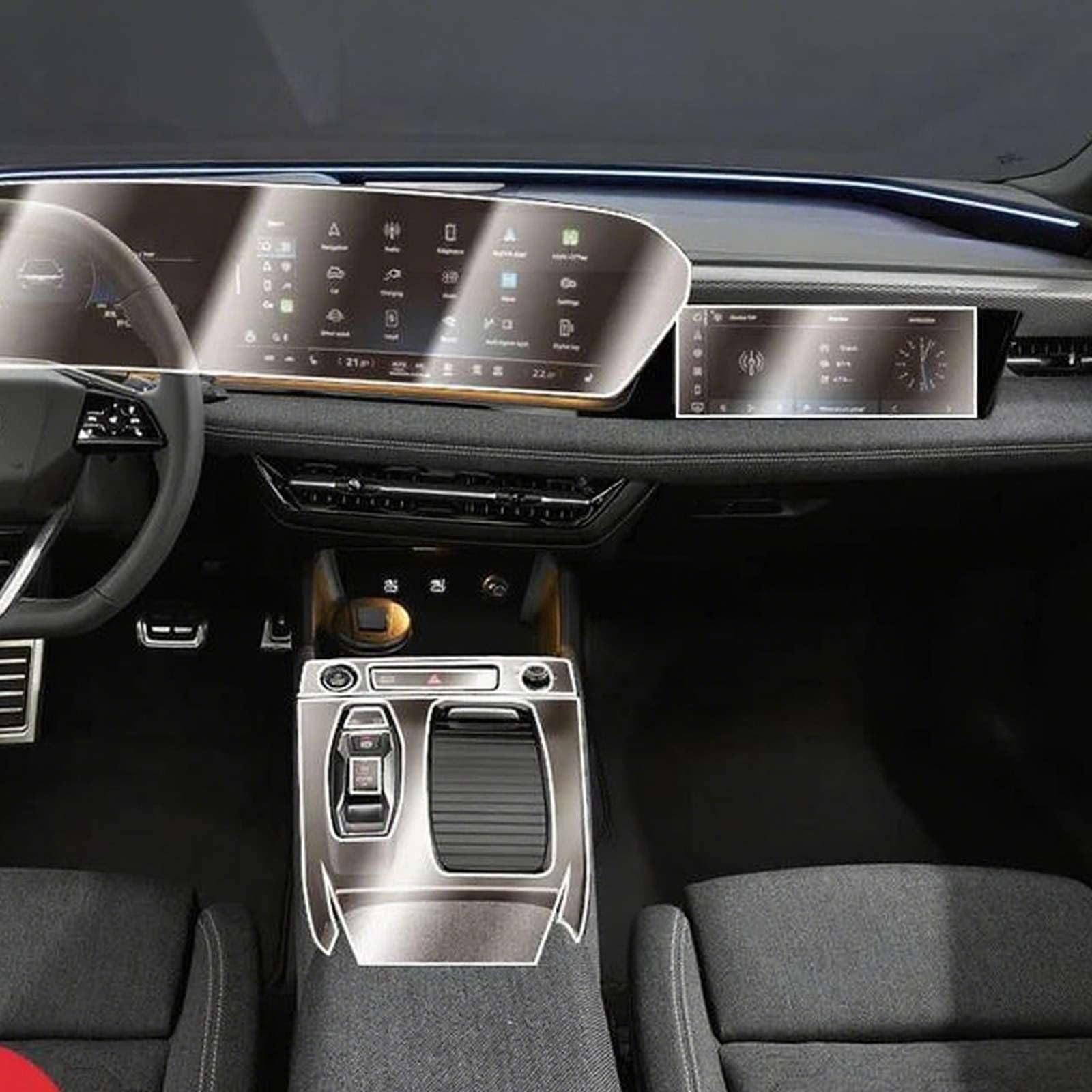 Für Audi A6 e-tron 2025 Autoinnenraum Mittelkonsole Instrument Armaturenbrett Schutzfolie.