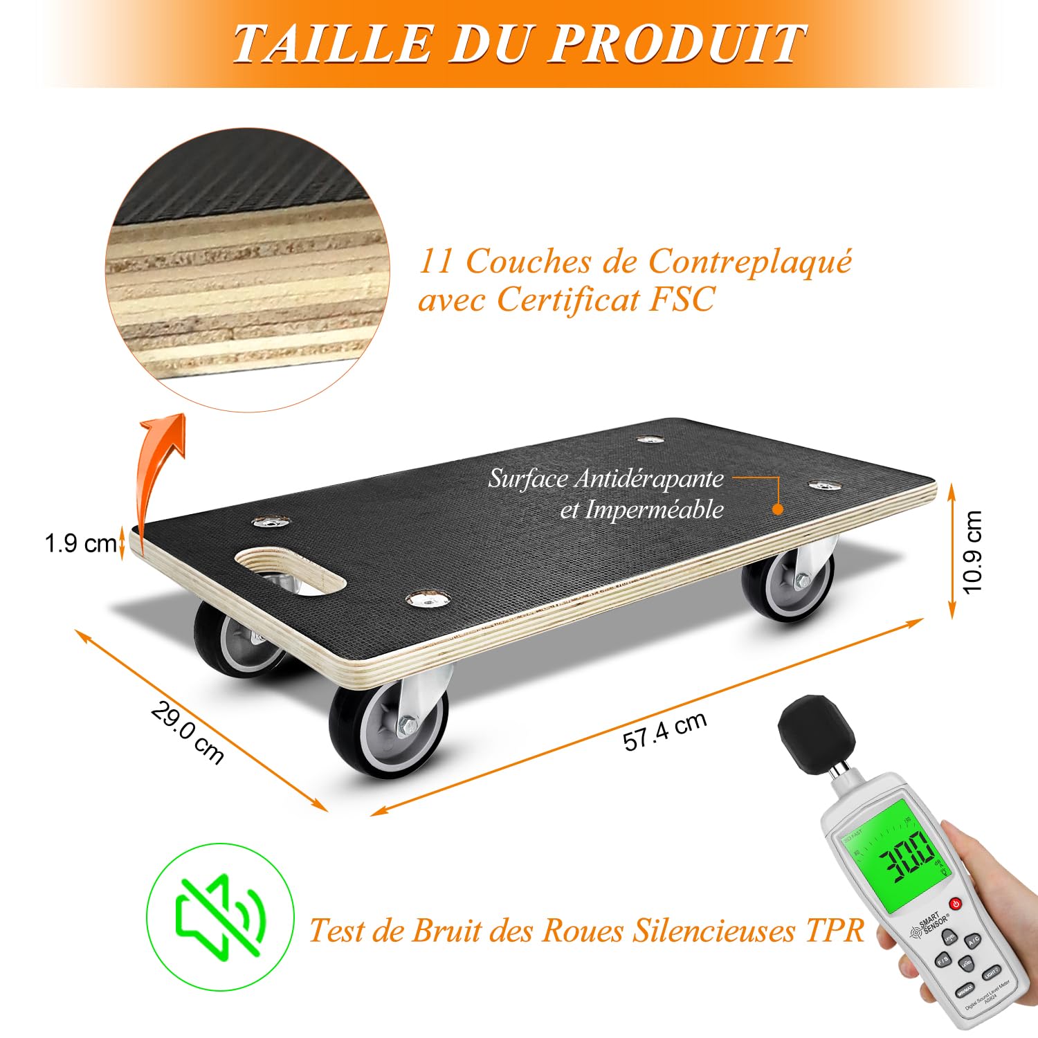 Planche à Roulettes - 52 X 39 X 10 Cm - Aide Au Transport - Chariot De