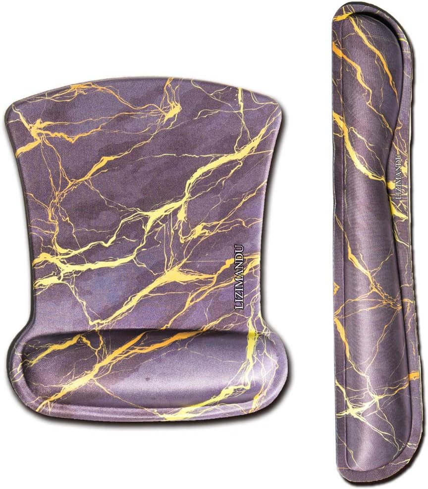 Cheliz Keyboard Wrist Rest Pad and Mouse Wrist Rest Support Mouse Pad - Durable & Comfortable & Lightweight for Easy Typing & Pain Relief-Ergonomic Support(Black Gold Marble)