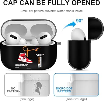 Gedicht for Airpods Pro Case with Lanyard Cute Cartoon Sports Shoes, Protective TPU Soft Cases Cover Rugged for Apple Airpod Pro with Keychain for Women Men,Black Red