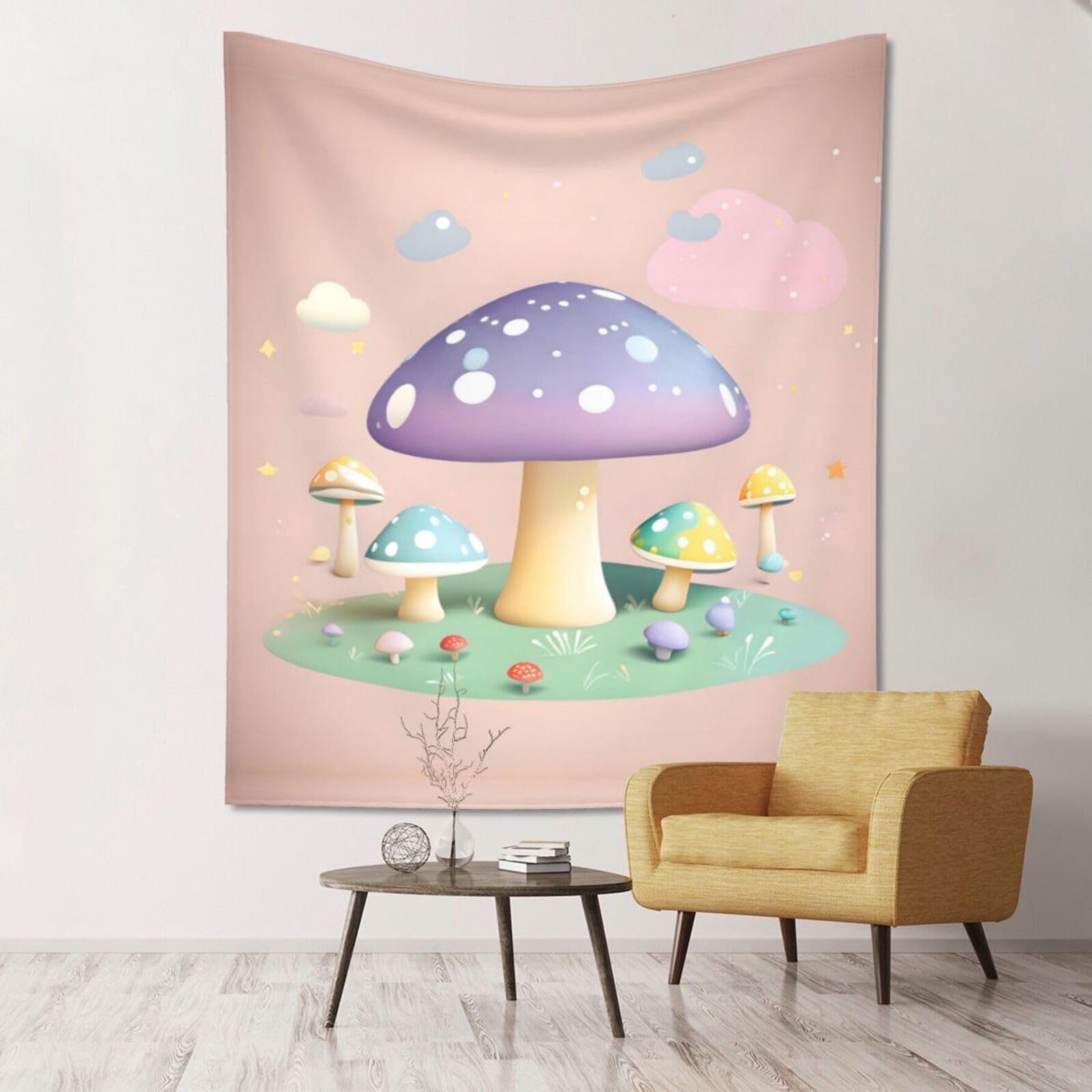 ZZYYDS Floral Wall Decor Tapestry Cartoon mushroom for Living Room Dormitory Home Decor Party Background, 60x51 Inch (Vertical)