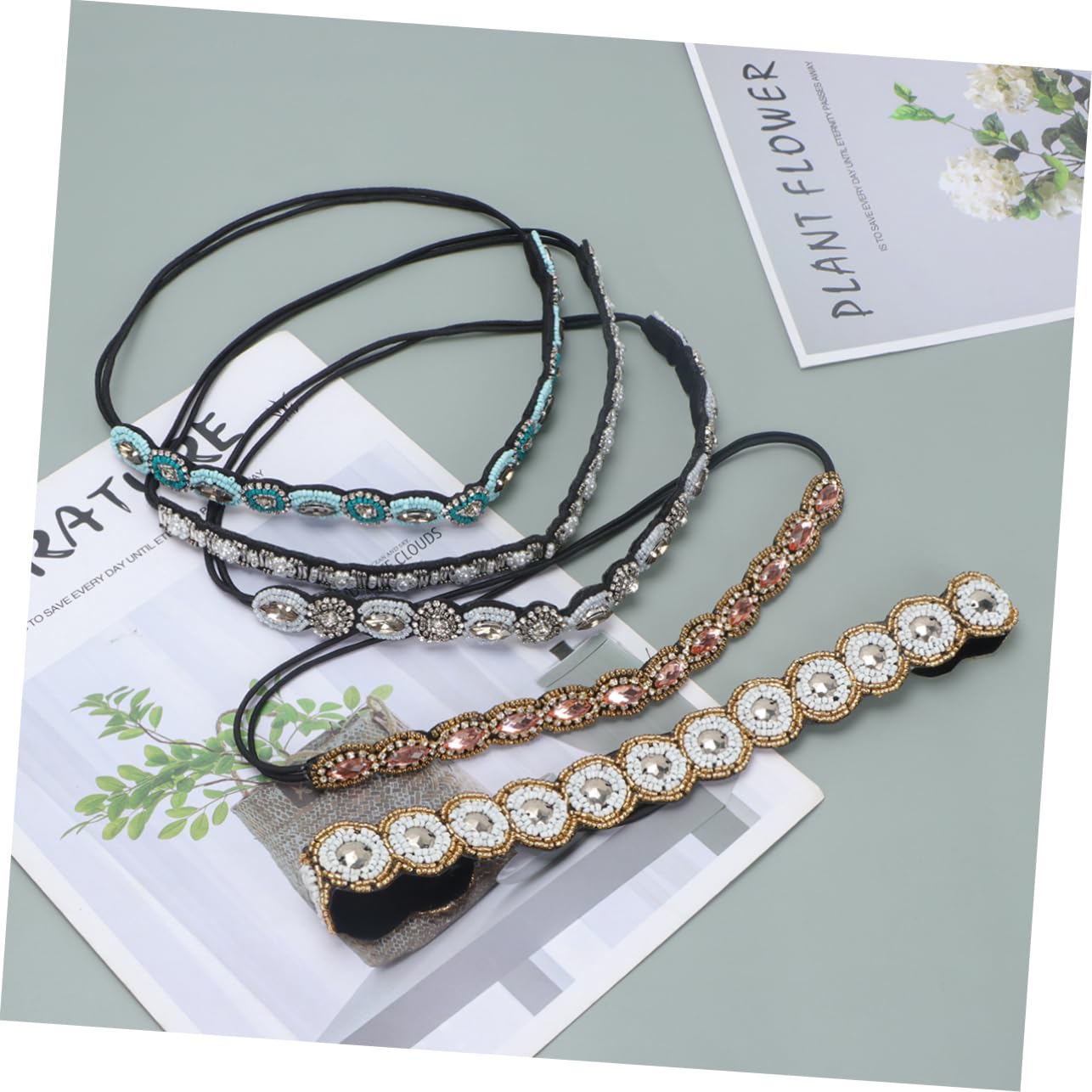 VALICLUD Fasce per Chioma Fatte a Mano Elastiche 6 Pezzi Perline Imitazione e Cristalli Elasticizzato Donna per Acconciature Eleganti e Comode