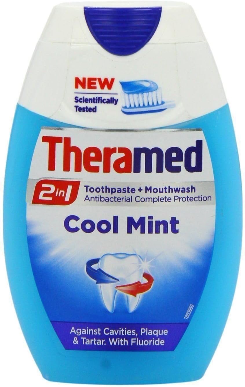 SIX Packs of Theramed 2in1 Toothpaste & Mouthwash Cool Mint 75ml
