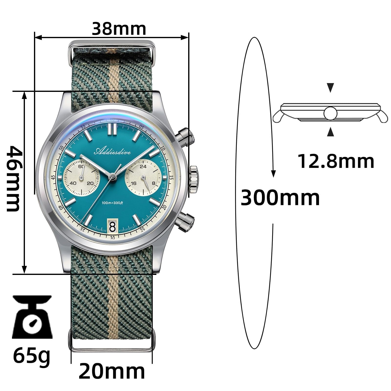 ADDIESDIVE 2025 Neu Herrenuhren 60Minuten Timer quarzuhr Bubble Spiegelglas Nachtlicht analoge Uhr Herren 38mm AD2095