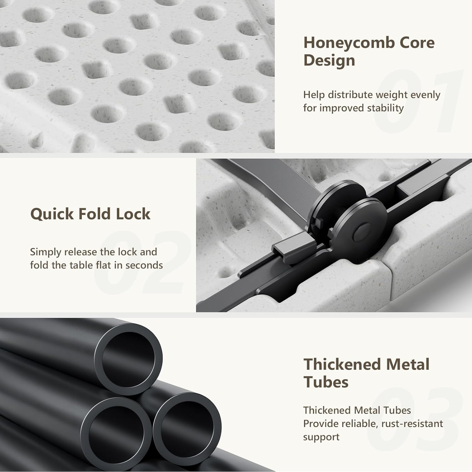 Folding Table 2 Pack, 6 FT Foldable Plastic Table with Carrying Handle, Heavy Duty Portable Fold-in-Half Utility Table for Party, Camping, Banquet, Craft, Wedding, Indoor & Outdoor Use