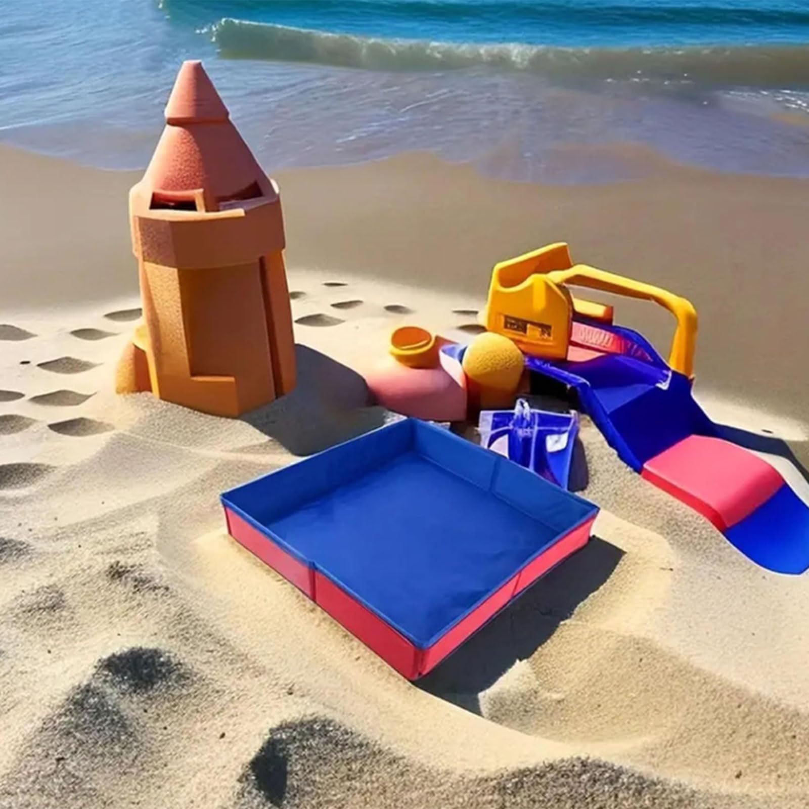 Piscine de jeu gonflable portable, bac à sable sensoriel destiné aux enfants, piscine de jeu modulable conçue pour sable/boîte/jeu, PVC résistant, facile à gonfler et à transporter