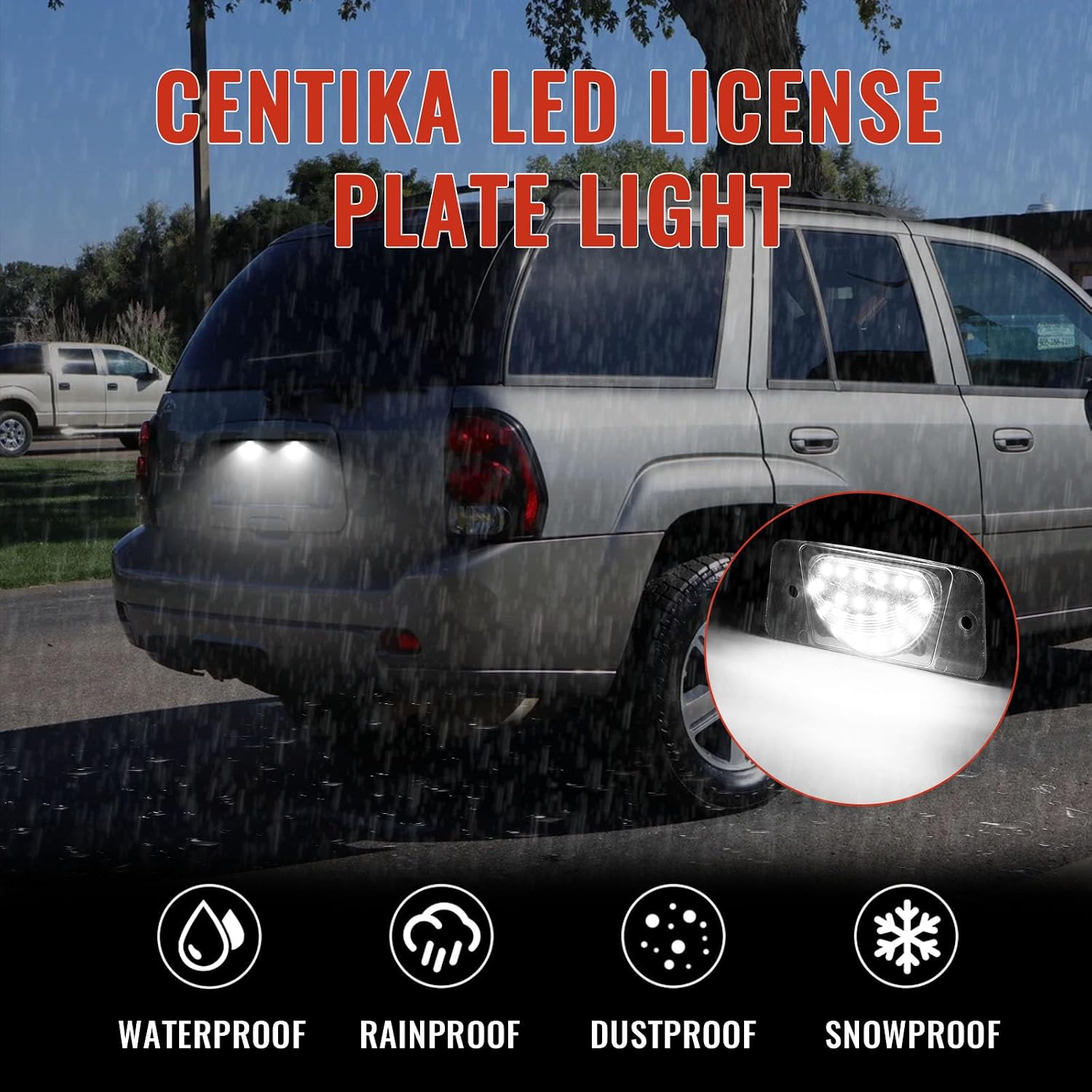 2Pcs Full LED License Plate Light Tag Lights Lamp Assembly Replacement for Chevrolet Trailblazer/GMC Envoy 2002-2009, Oldsmobile Bravada 2002 2003 2004, 6000K White & Clear Lens