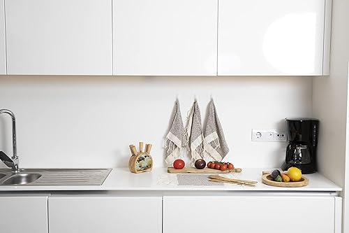 Miniatura 22 de Smyrna Turkish Cotton- Paquete de 6 paños de cocina de 100% algodón natural, 12x12 pulgadas, lavables a máquina, ultra suaves, absorbentes, Beige