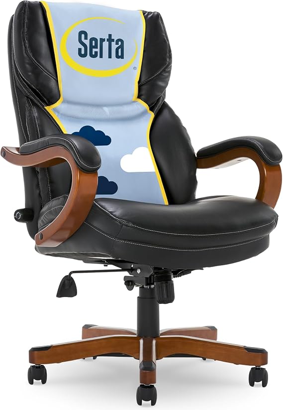 Serta Big & Tall Executive Office Chair with Lumbar Support, Leather Chair