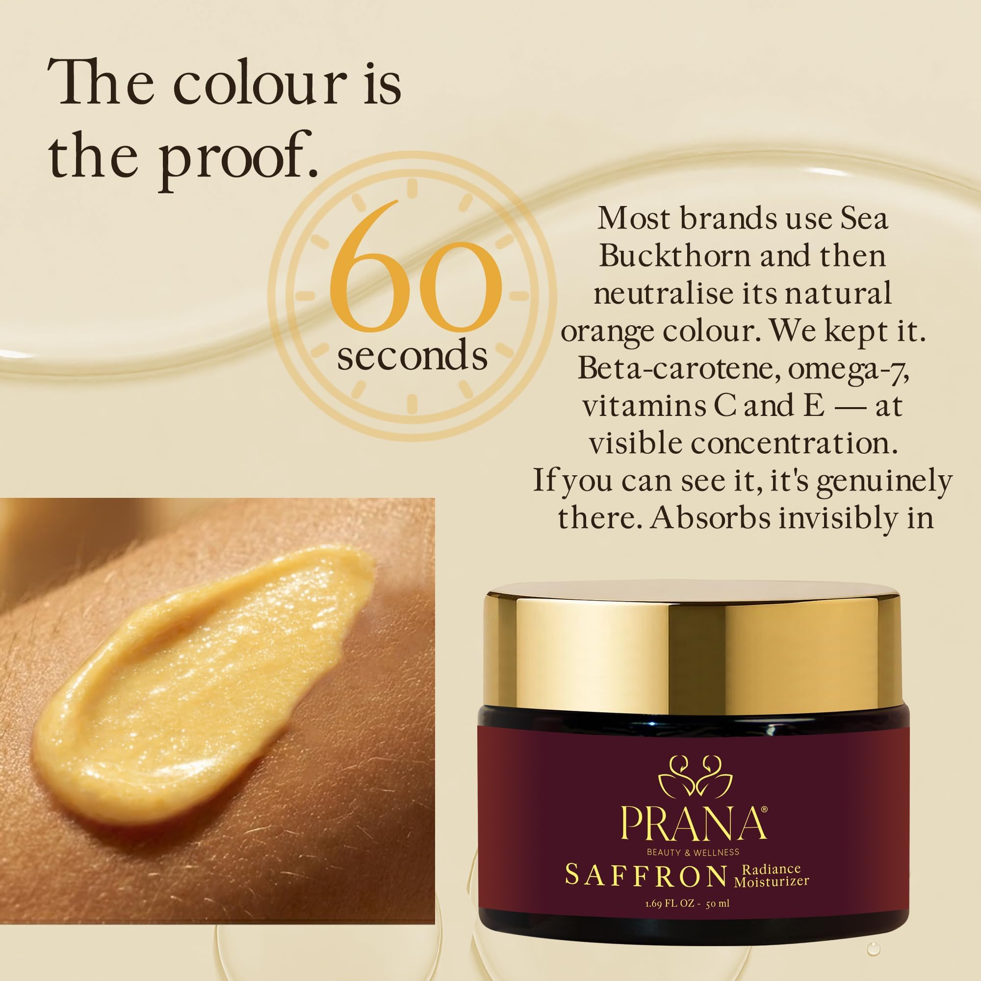 Prana Ashwagandha Crème hydratante de jour - 50 ml - Soin naturel de la peau - Ingrédients ayurvédiques - Hydratation optimale - Sans parfum - Infusé avec de l'ashwagandha bio - Crème pour le visage