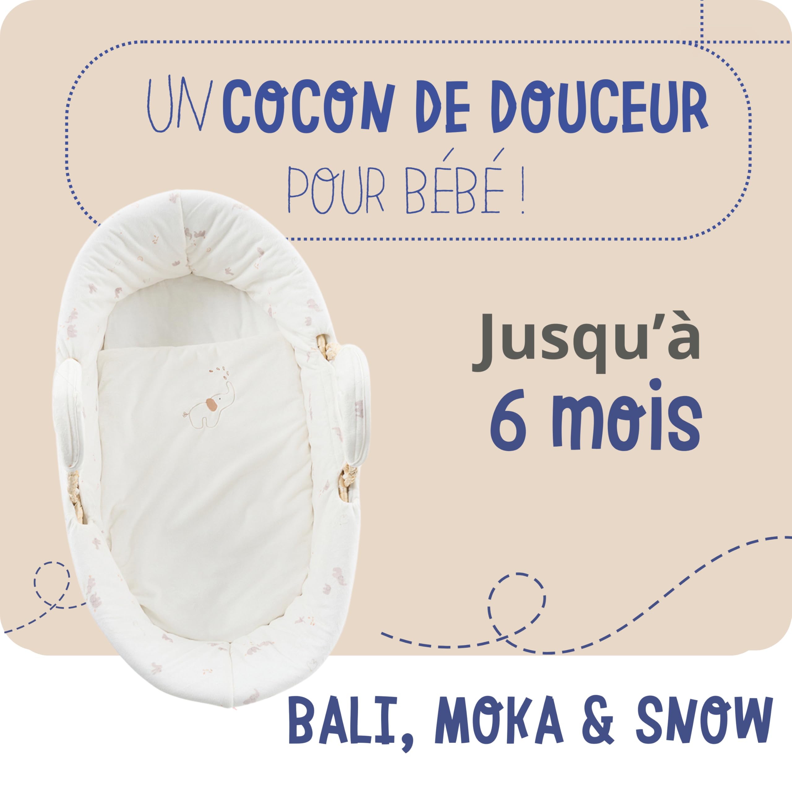 Noukie's – Capazo de Terciopelo – Marrón – Bali, Moka & Snow