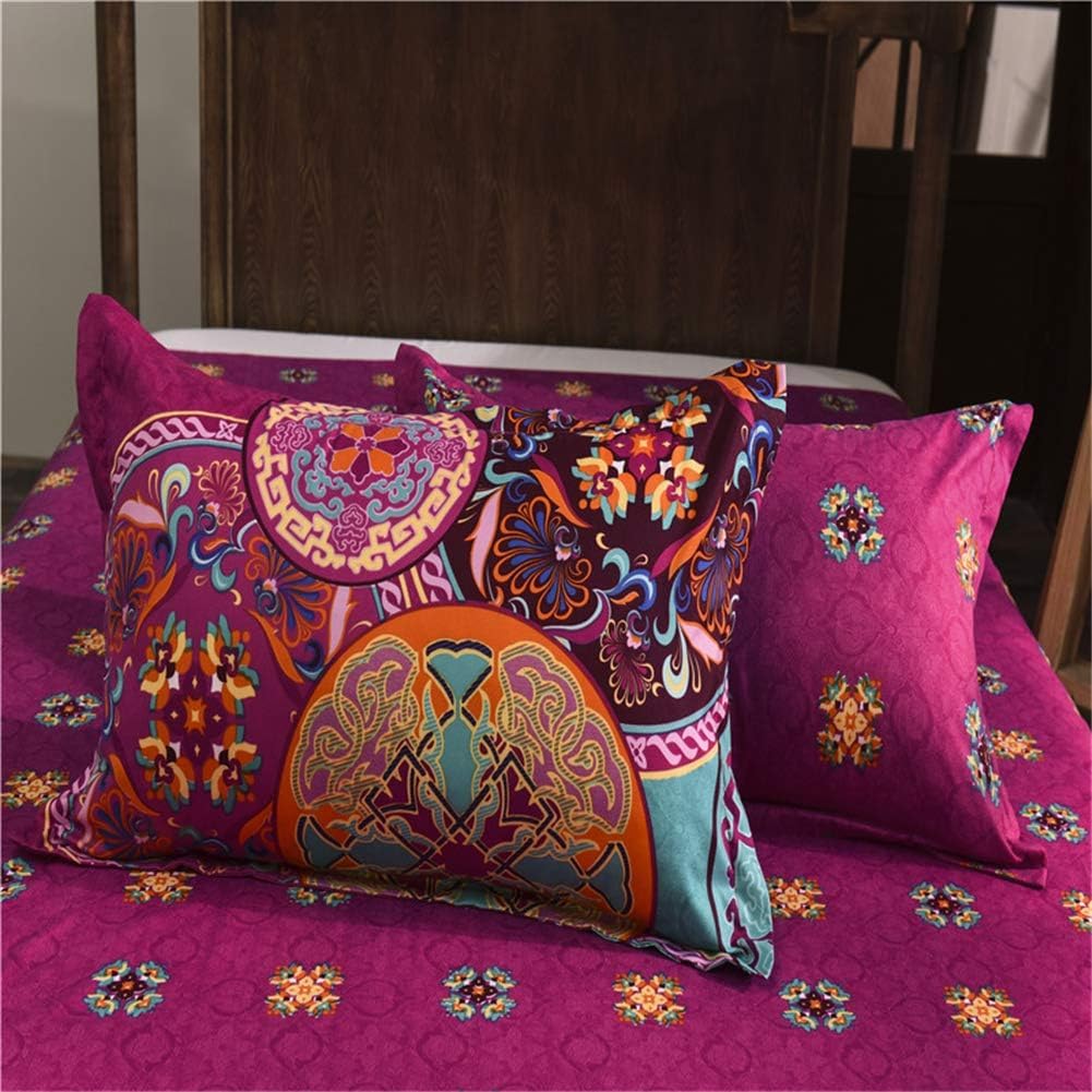 Freyamy Bohemian Bettwäsche Set Boho Indischen Mandala Böhmisch Bettwaren-Sets Bunt Vintage Exotische Bettwäsche 100% Microfaser Weiche Bettbezug mit Reißverschluss und Kissenbezug 80x80cm
