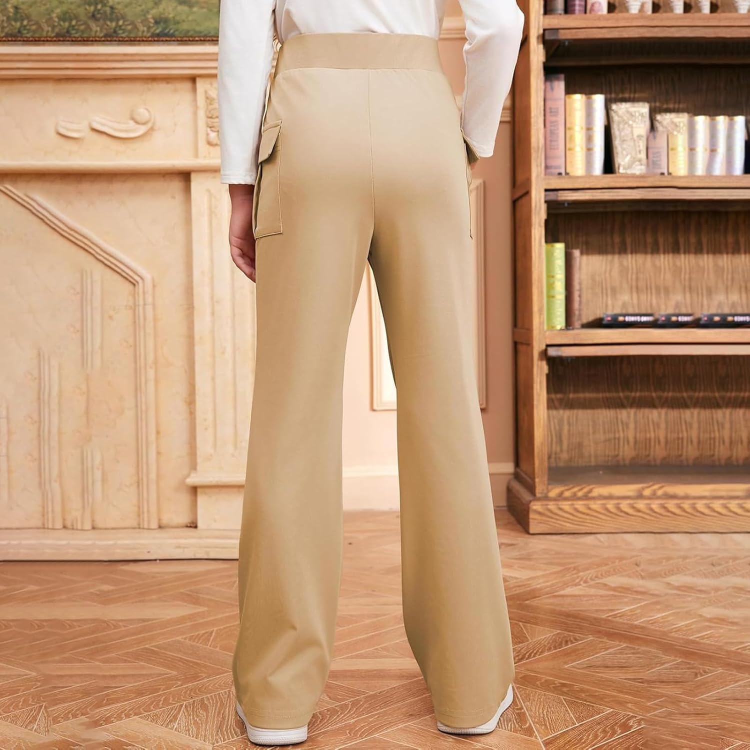 Girls Uniform Pants Teen School Flare Bell Bottoms Kids Bootcut School Uniform Slacks High Stretchy Dressy Flare Pant