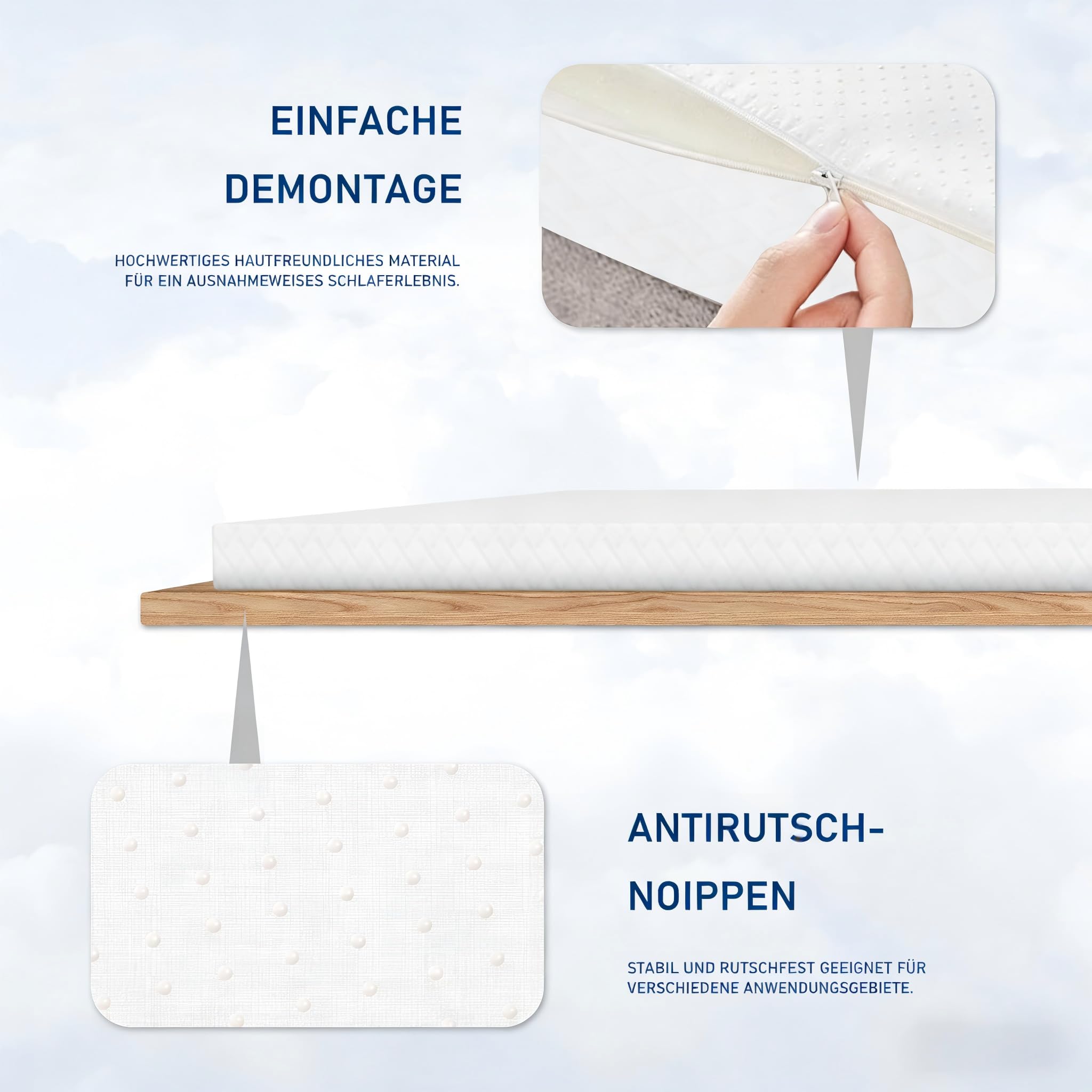 ROYGBIV Matratzentopper 80x200cm 7cm Gel Topper Memory Schaum H2/H3 | Oeko-TEX Zertifiziert Ergonomisch Waschbarer Bezug Atmungsaktiv Milbenabweisend Hypoallergen