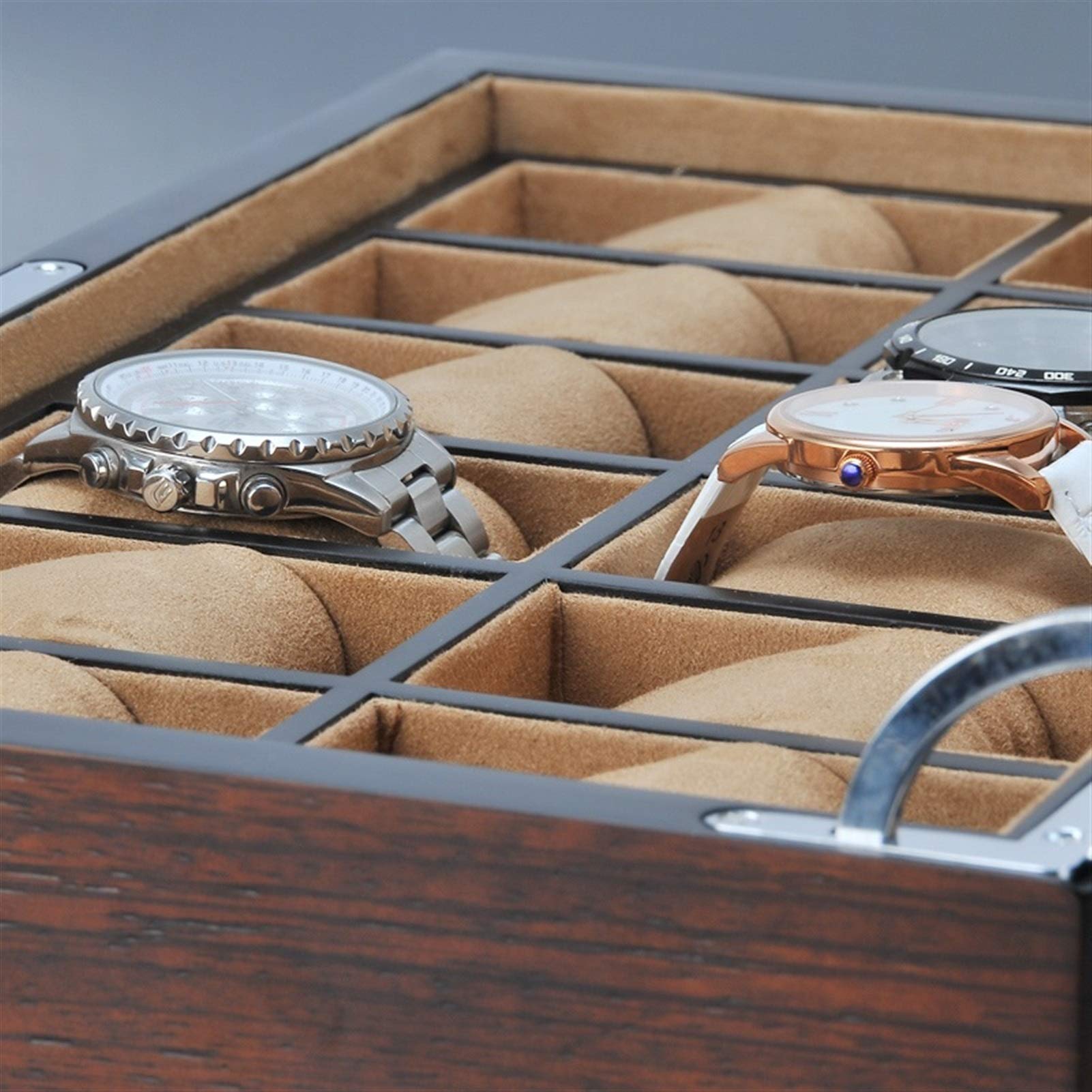 Uhrenbox, 12 Fächer, Holz-Uhren-Organizer mit Schloss, Luxus-Uhrenhalter, Holz-Schmuck-Geschenketui, Aufbewahrungsboxen, Uhren-Organizer für Aufbewahrung und Präsentation (Farbe: Gelb)