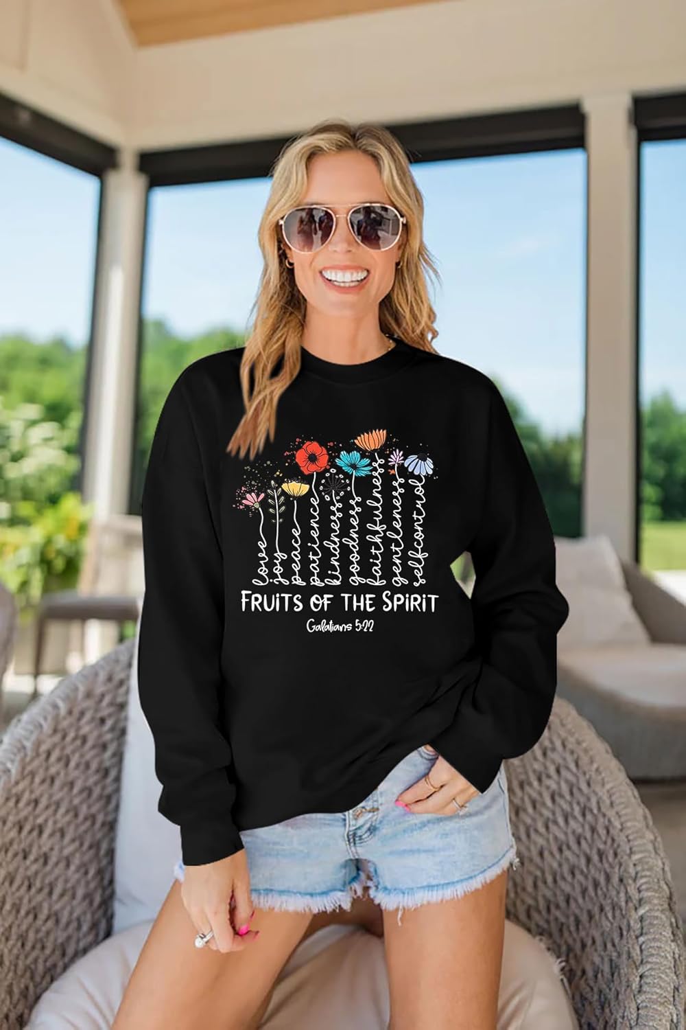 KIDDAD Christian Sweatshirts for Women Jesus Sweatshirt Bible Verse Sweatshirt Fruits of the Spirit Long Sleeve Pullover - Image 4