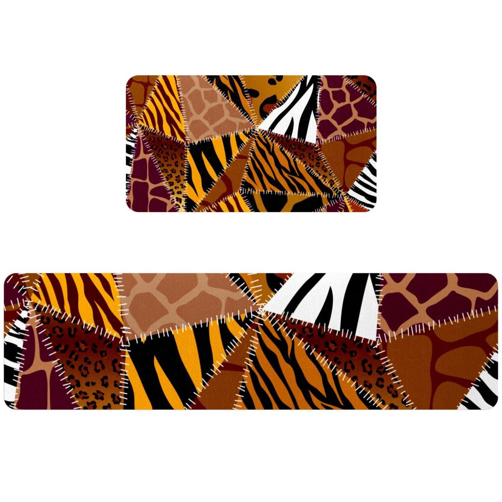 Tapis de cuisine lavable animaux lot de 2 pour éviter les glissades et l'eau au sol