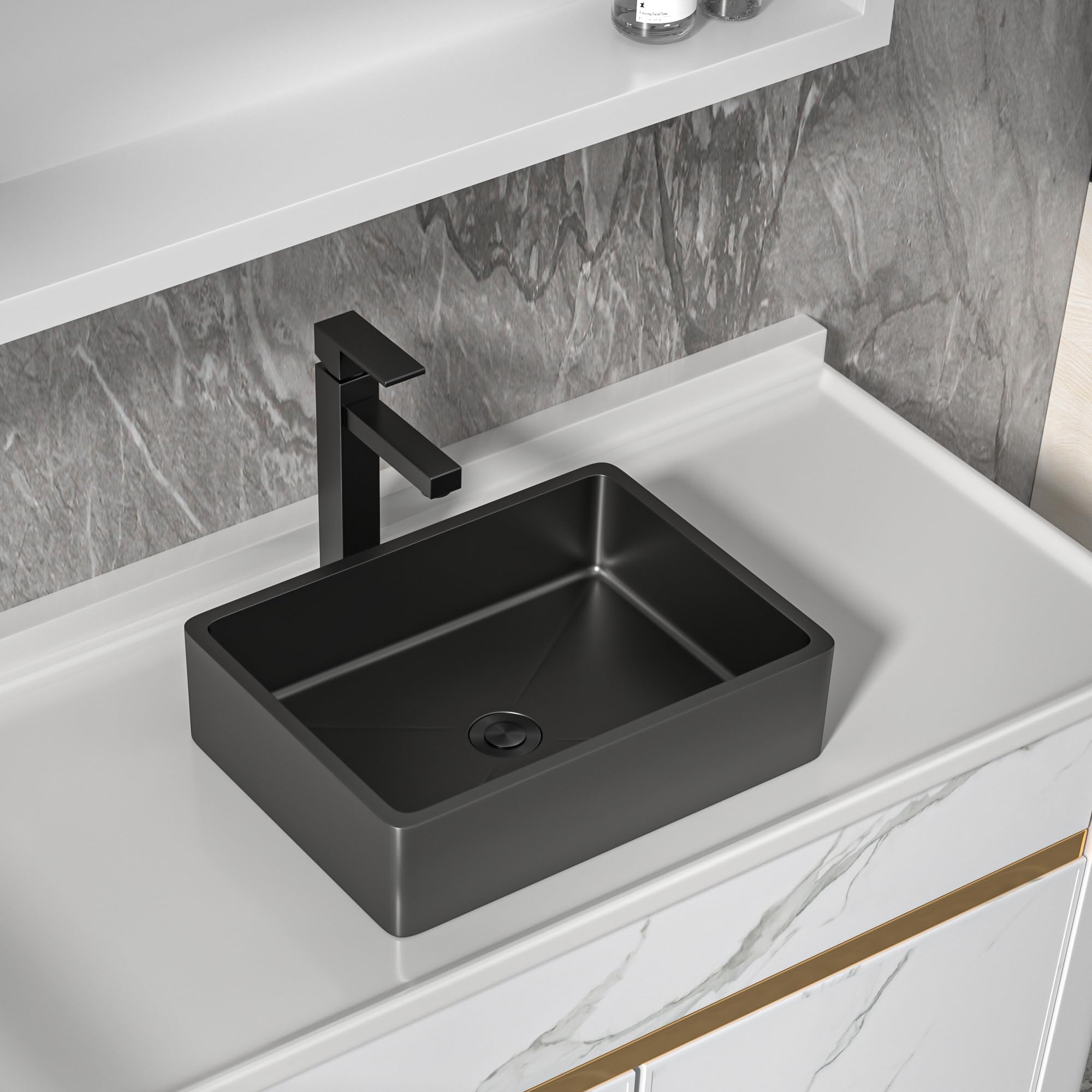 Fulorni 16x12 gunmetal black stainless compact bathroom vessel sink