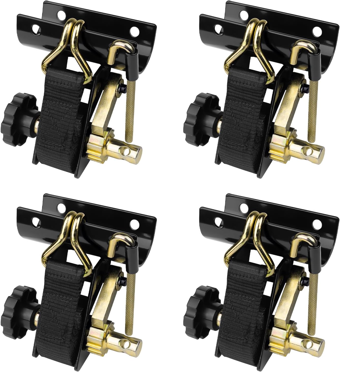 Donext 2PC Heavy Duty Ratchet Tie Down Straps with Double J Hooks, 7.5 FT Retractable, 1.5 in Wide Webbing, Static Weight Limit of 500 Lbs, for Boat Trailer, Cargo Rack, ATV, Luggage, Black