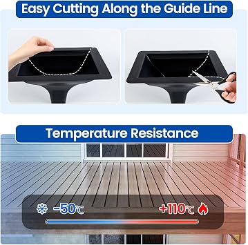 Muzata 4PCS Black Under Deck Drainage System Downspout PE Easy Installation Rain Drain for 12/16 Joist Spacing M078