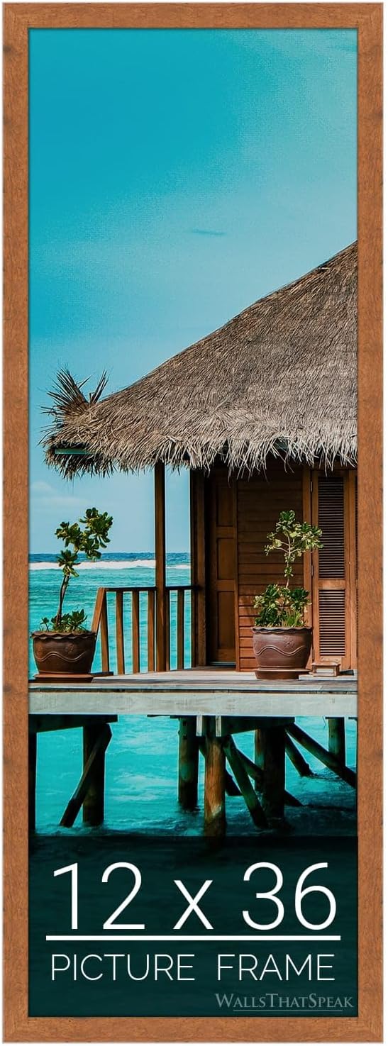 12x36 Light Walnut Rustic Pine Picture Frame