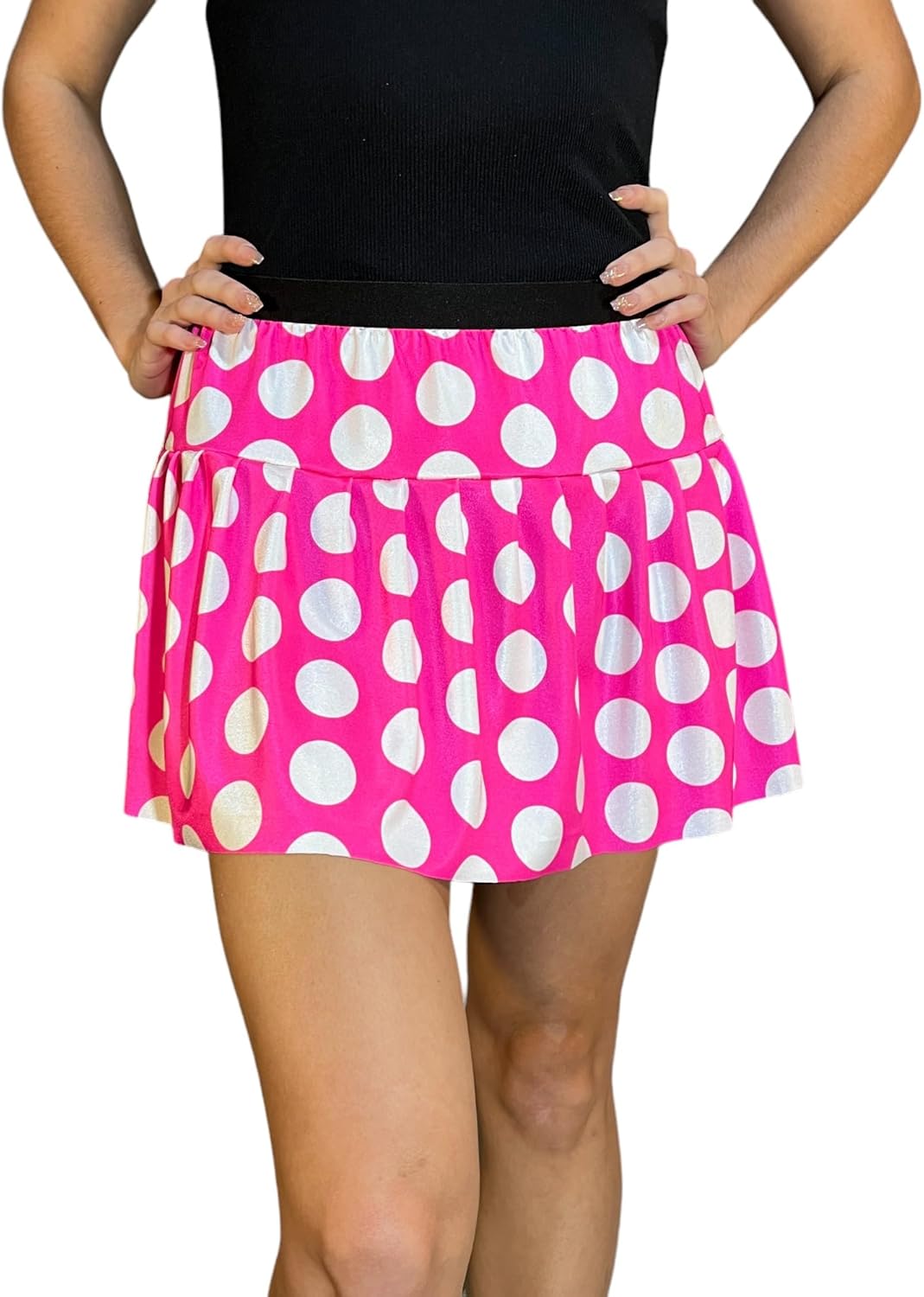 Pink and White Polka Dot Running Skirt | Athletic Minnie Skirt
