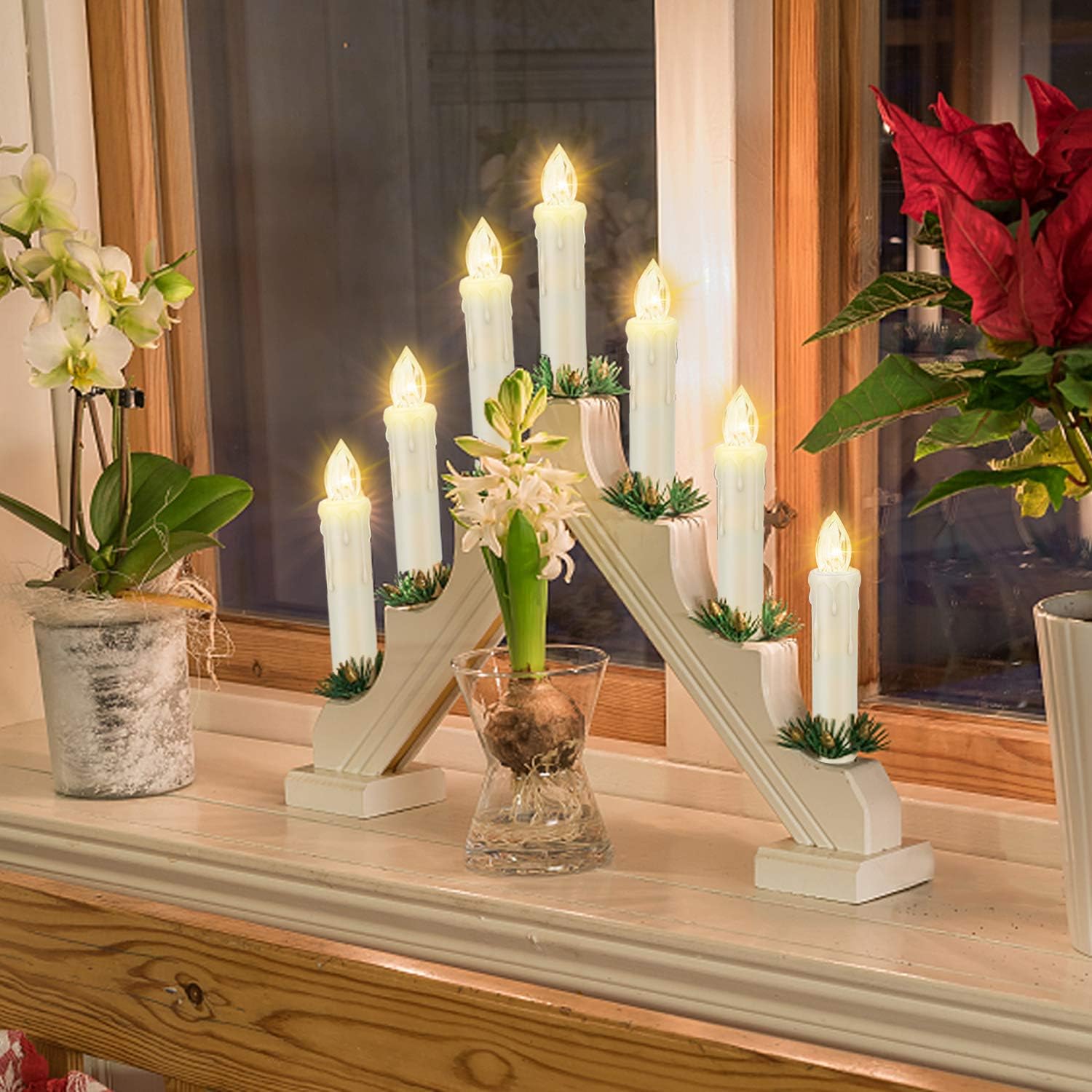 12 PCS LED Window Flameless Taper Candle,Battery Operated Flickering Candle Lights, with Remote Timer Function, Ideal for Indoor and Outdoor Christmas Tree Candles Garden Wedding Harry Potter