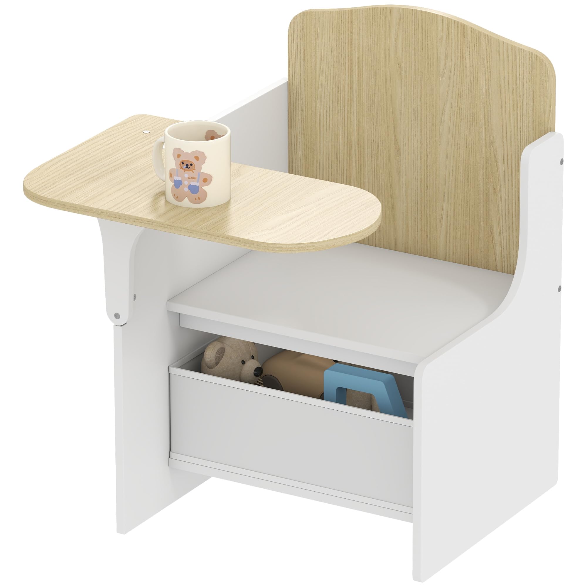 AIYAPLAY Juego de Mesa y Silla para Niños, Escritorio y Silla para Niños con Cubos de Almacenaje, Escritorio para Niños 2 en 1 para Jugar, Leer, Pintar, Juego de Mesa de Actividades para 3-5 Años,